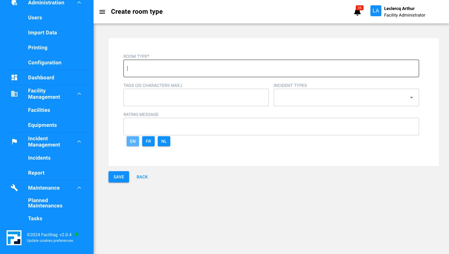 Add the name of the Room Type