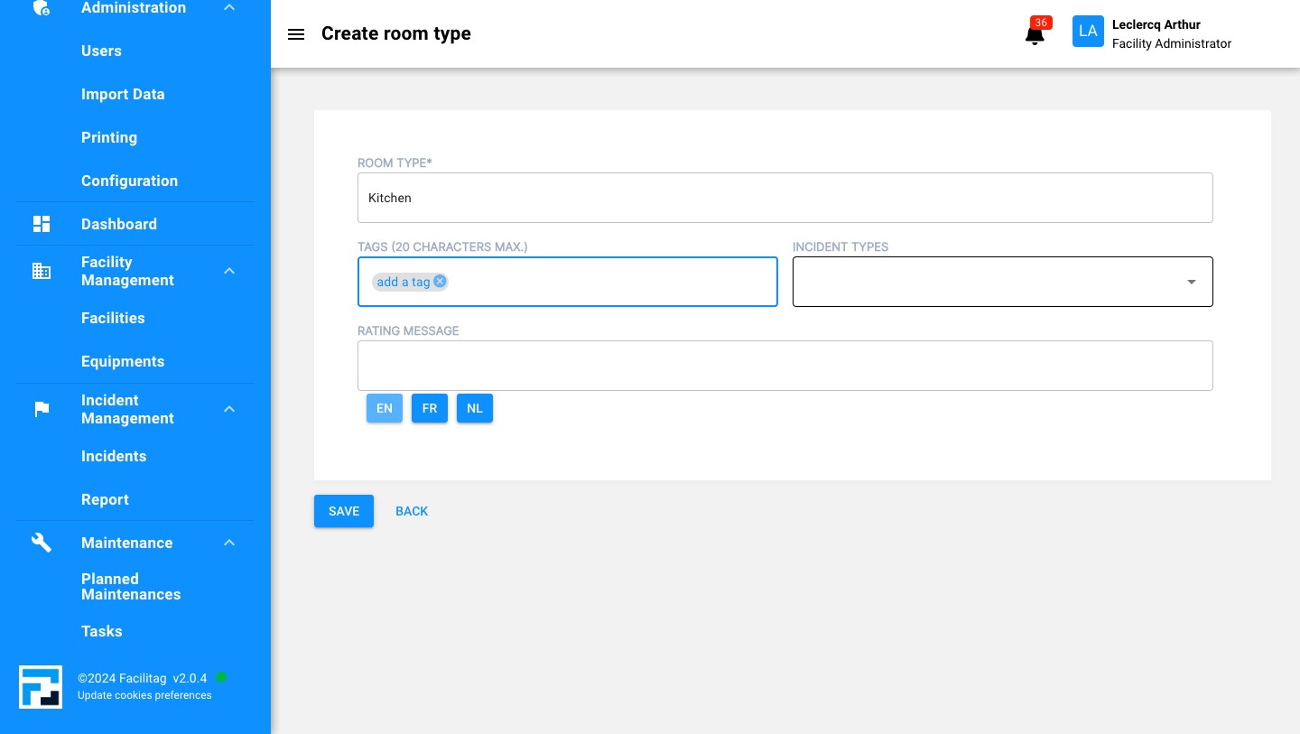 Link the Room type to an incident type if needed