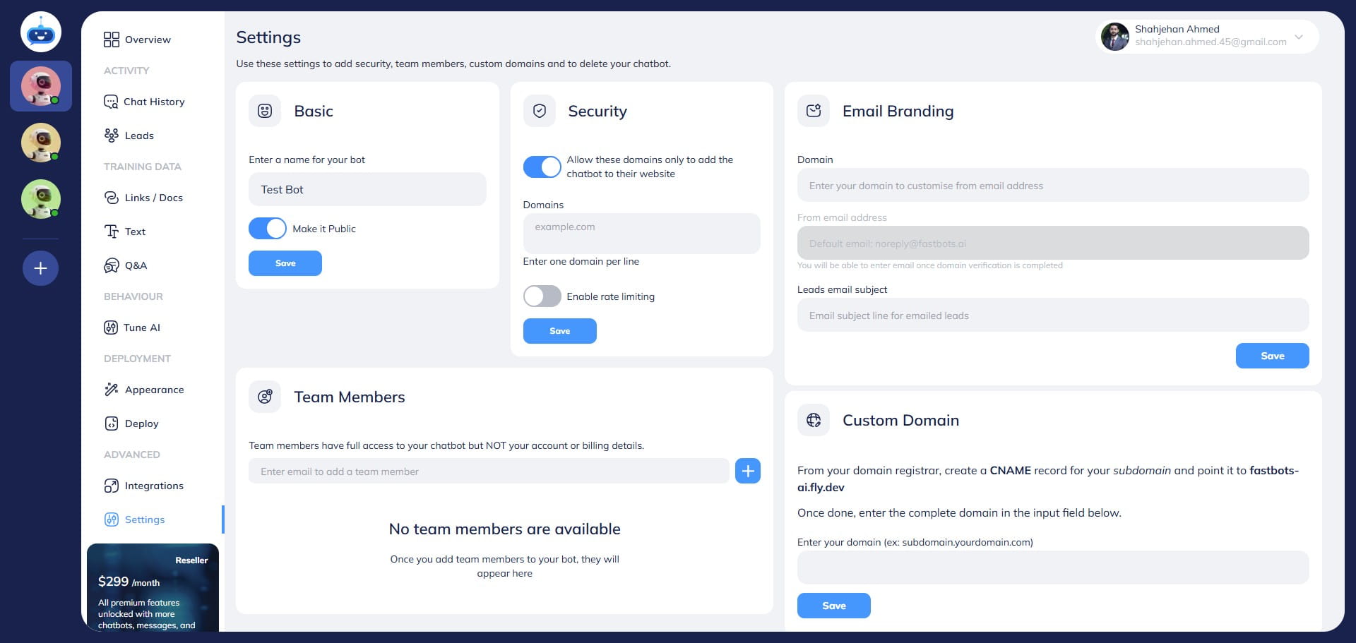 Specify the website(s) where you'd like to authorize the chatbot to be able to embed by entering the website domain.