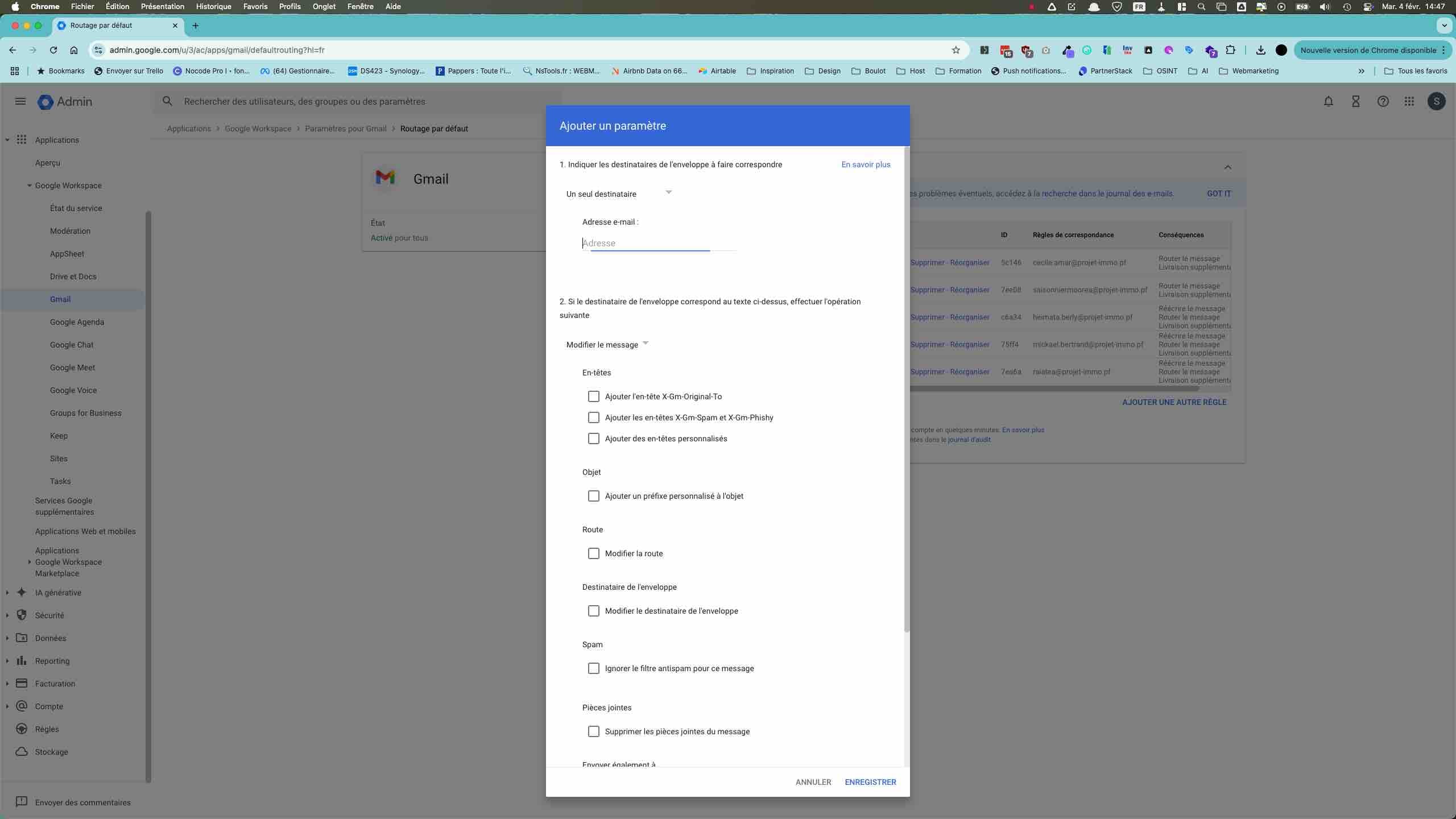 Saisir l'email ou l'alias qui doit être transféré vers d'autres emails.