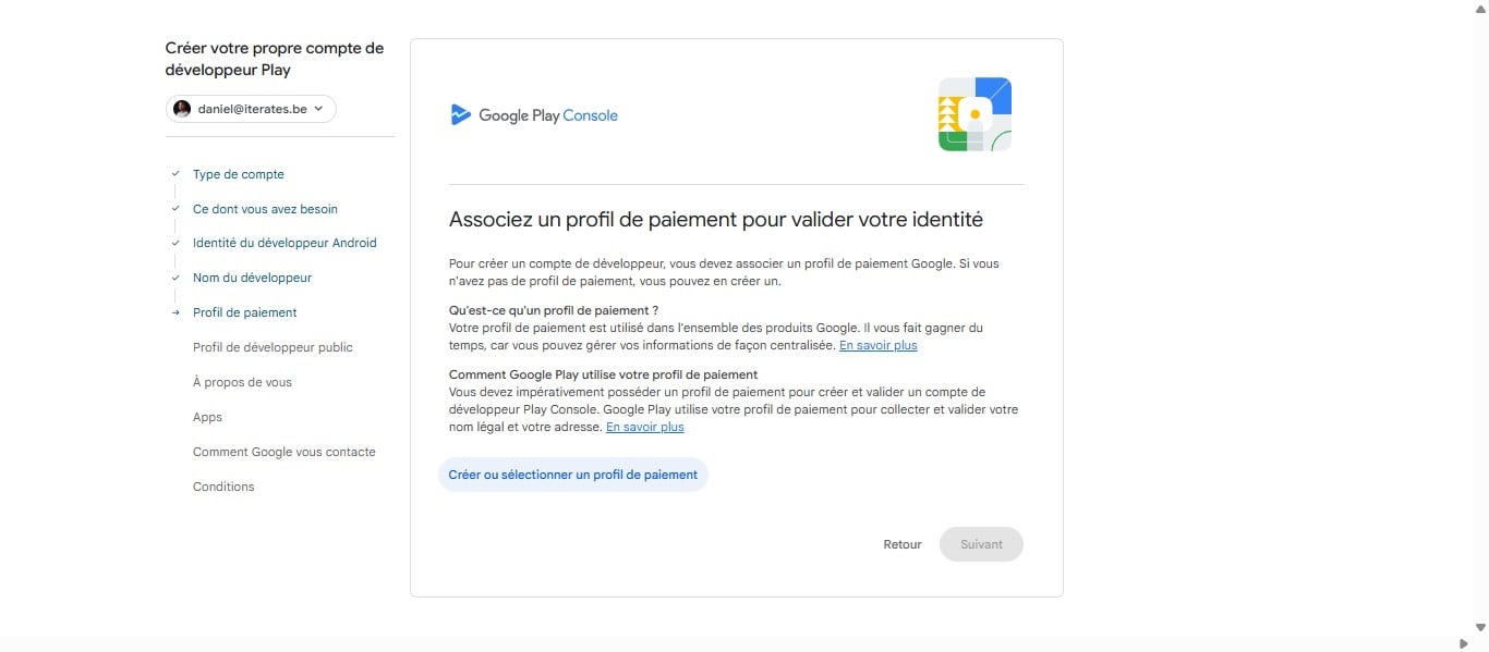 Click on "Créer ou sélectionner un profil de paiement"