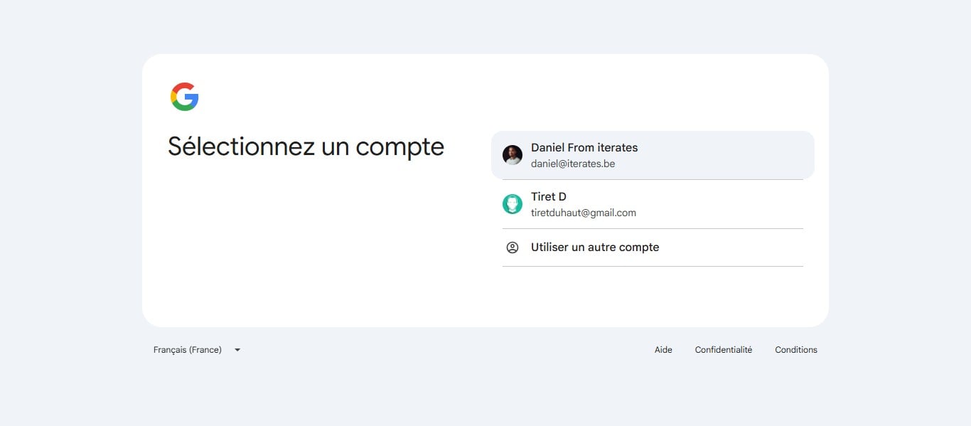 Choisissez votre compte gmail