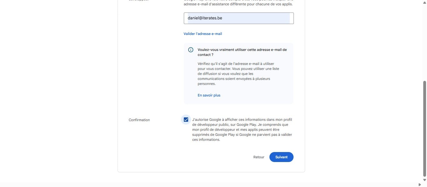 Ajouter votre adresse email, puis sur '' Valider l'adresse e-mail"