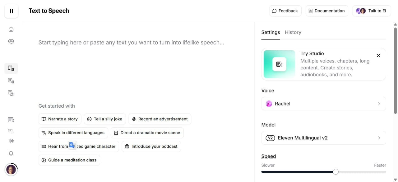 En este espacio puede escribir o pegar el texto que desea se genere la voz.
