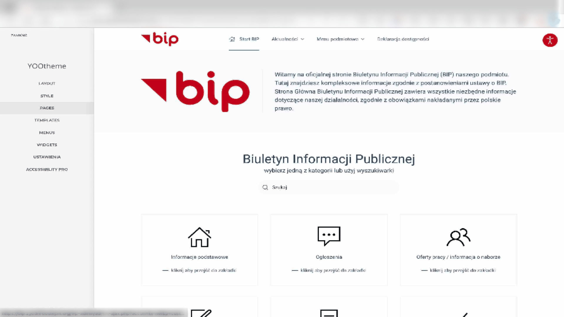 Wybieramy zakładkę Pages / Strony