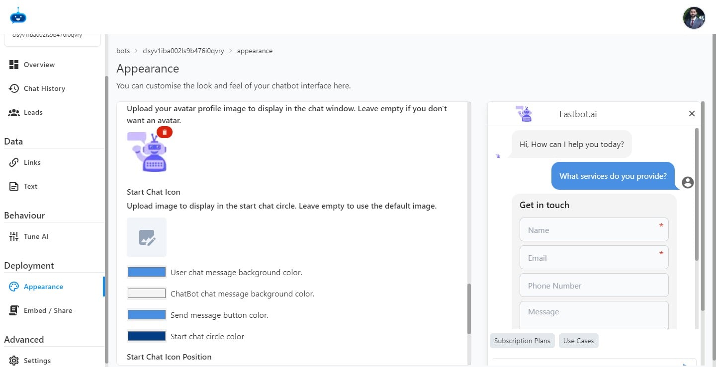 Scroll down and find the "Start Chat Icon" option.