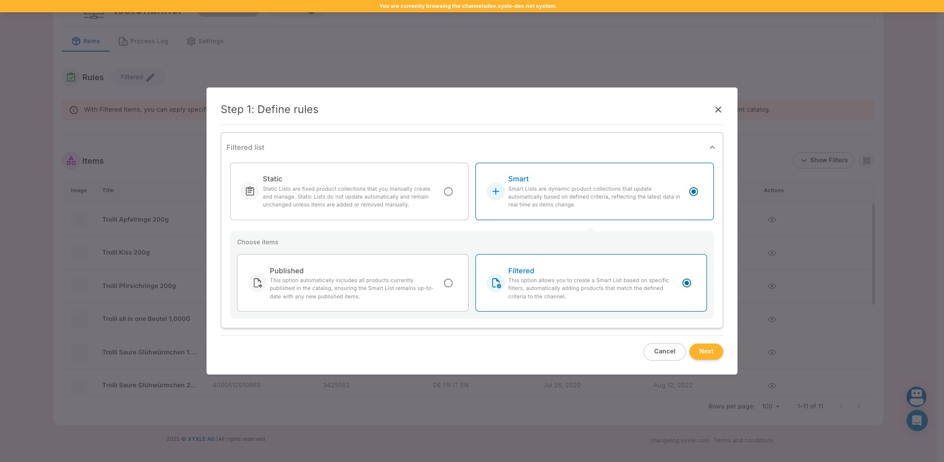 Click on "This option automatically includes all products cu"