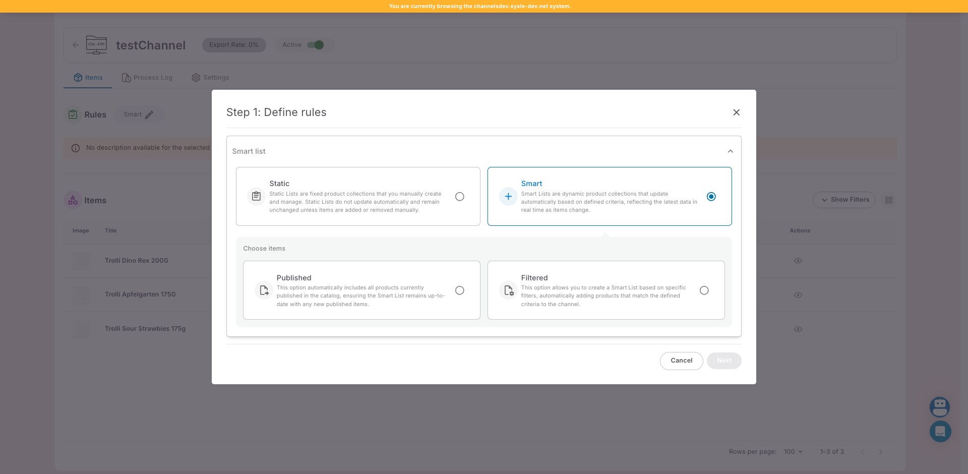 Click on "This option allows you to create a Smart List base"