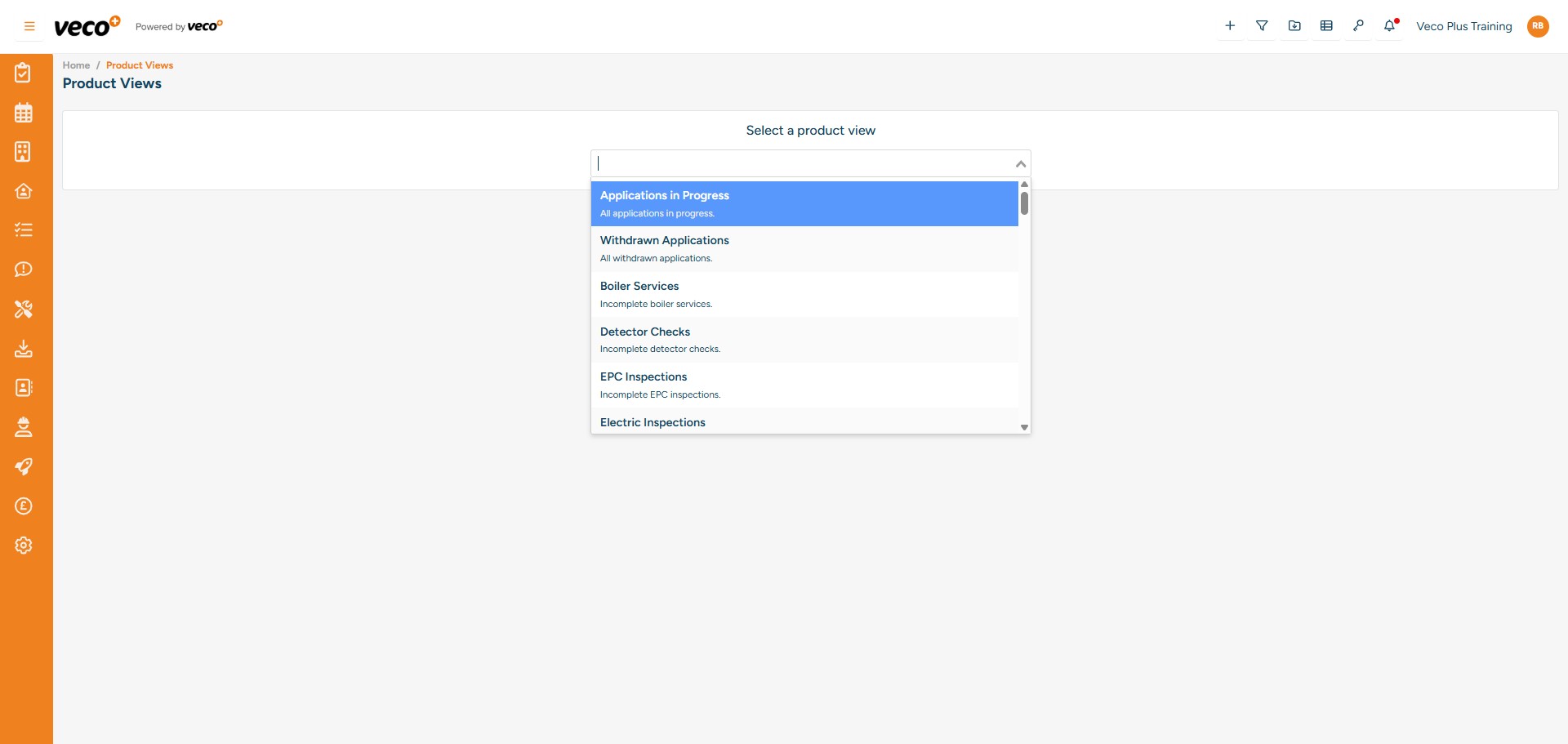 Select the 'Applications in progress' view