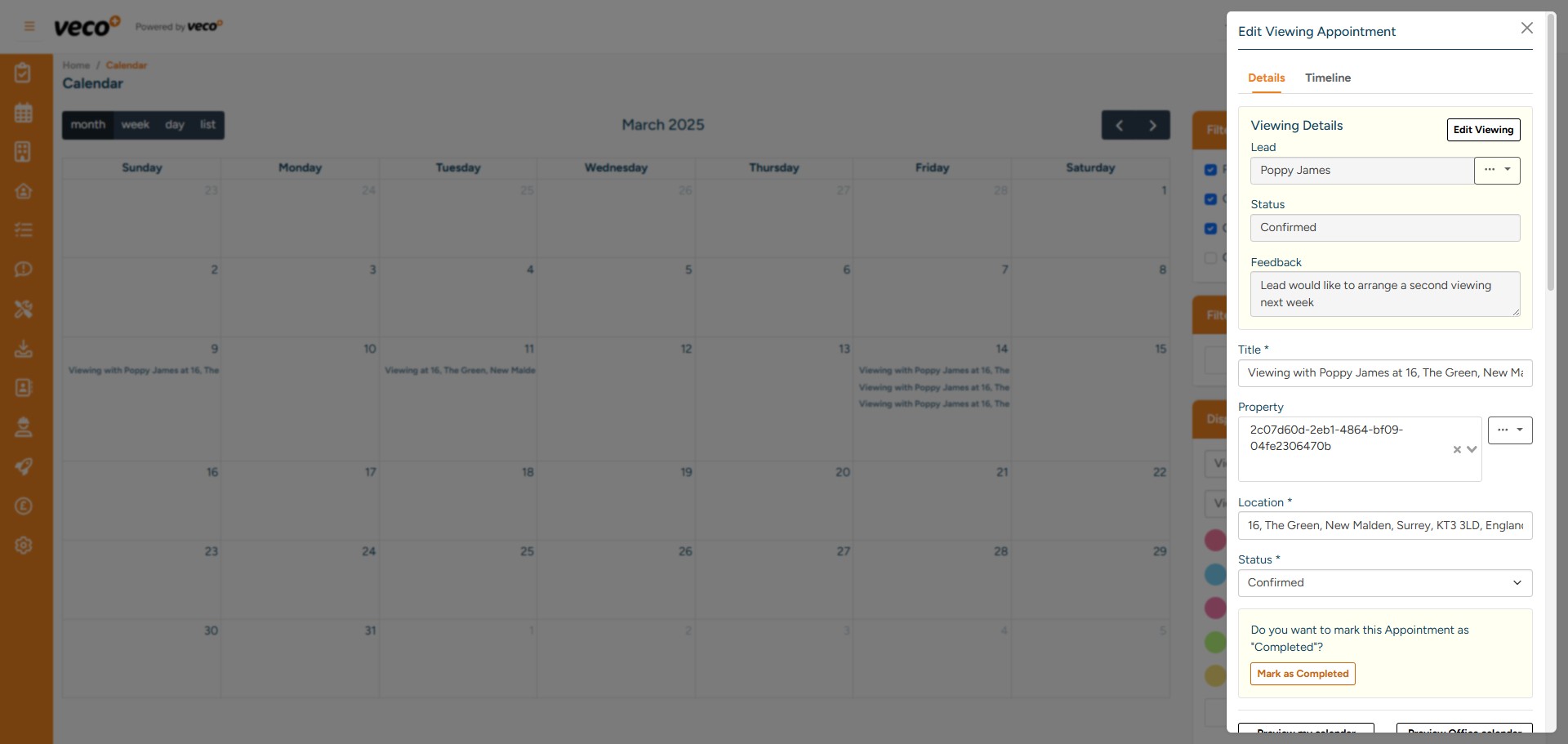 Once the Appointment has been completed you can select 'Mark as Completed'