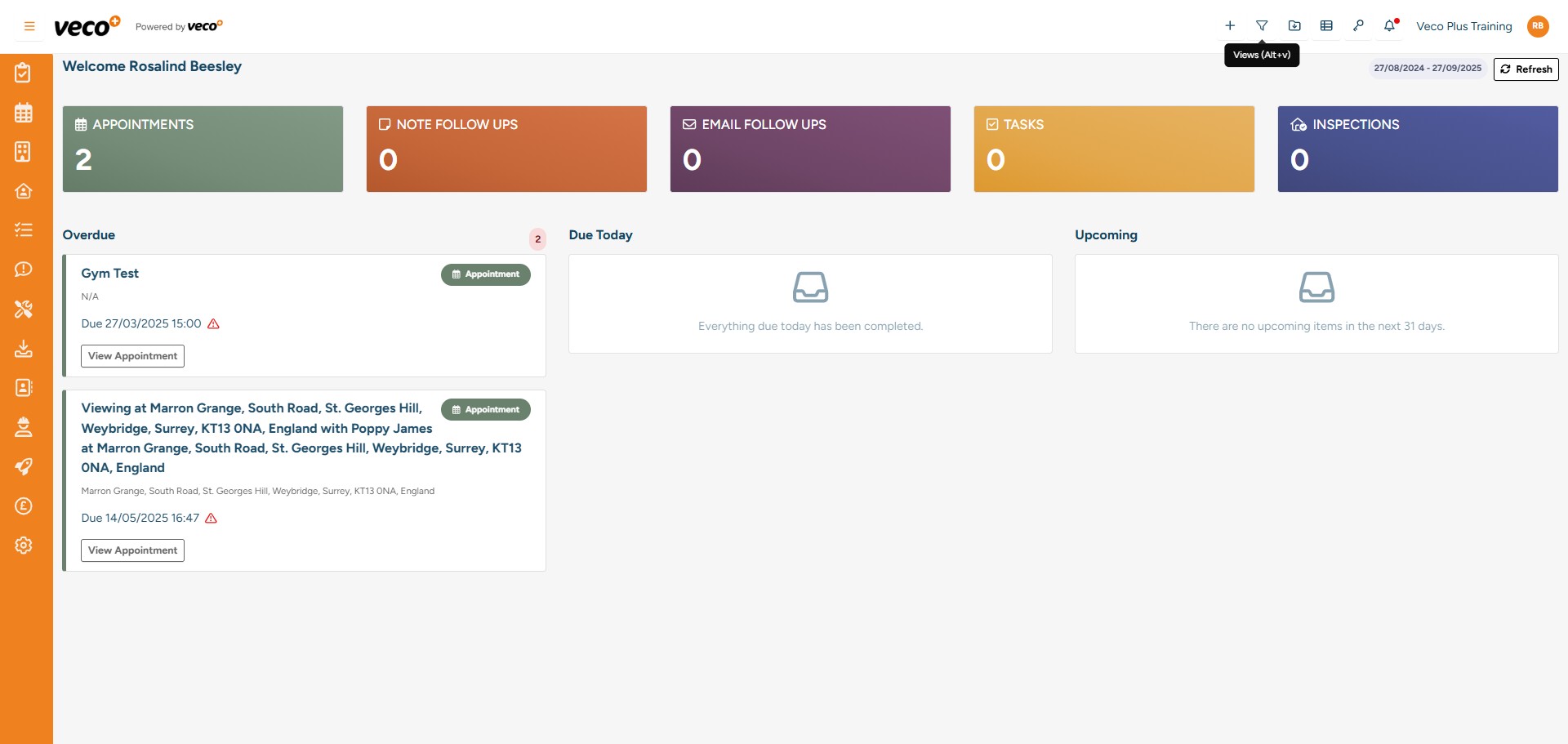 You can select ' Views' in the upper right corner