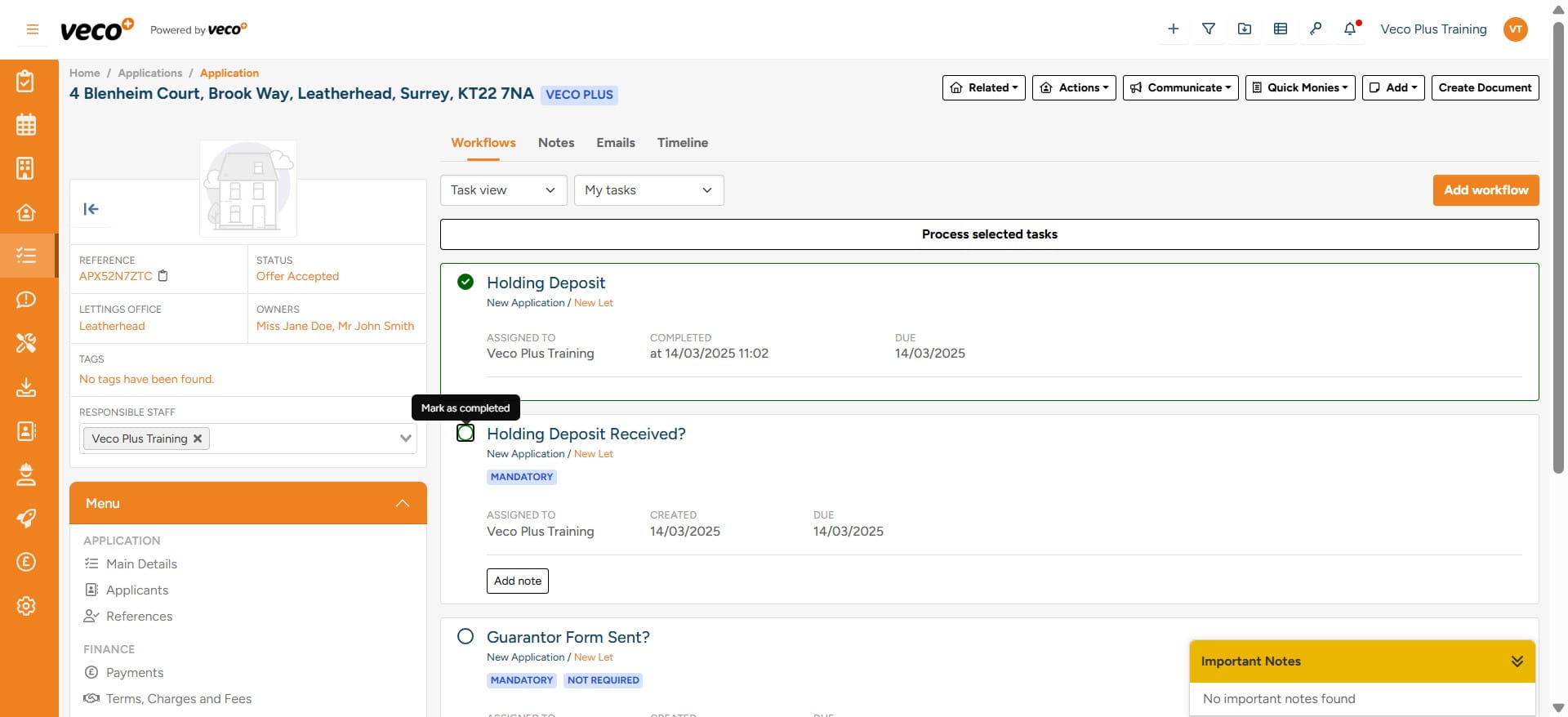 You will also be responsible for ticking when a task has been completed 

