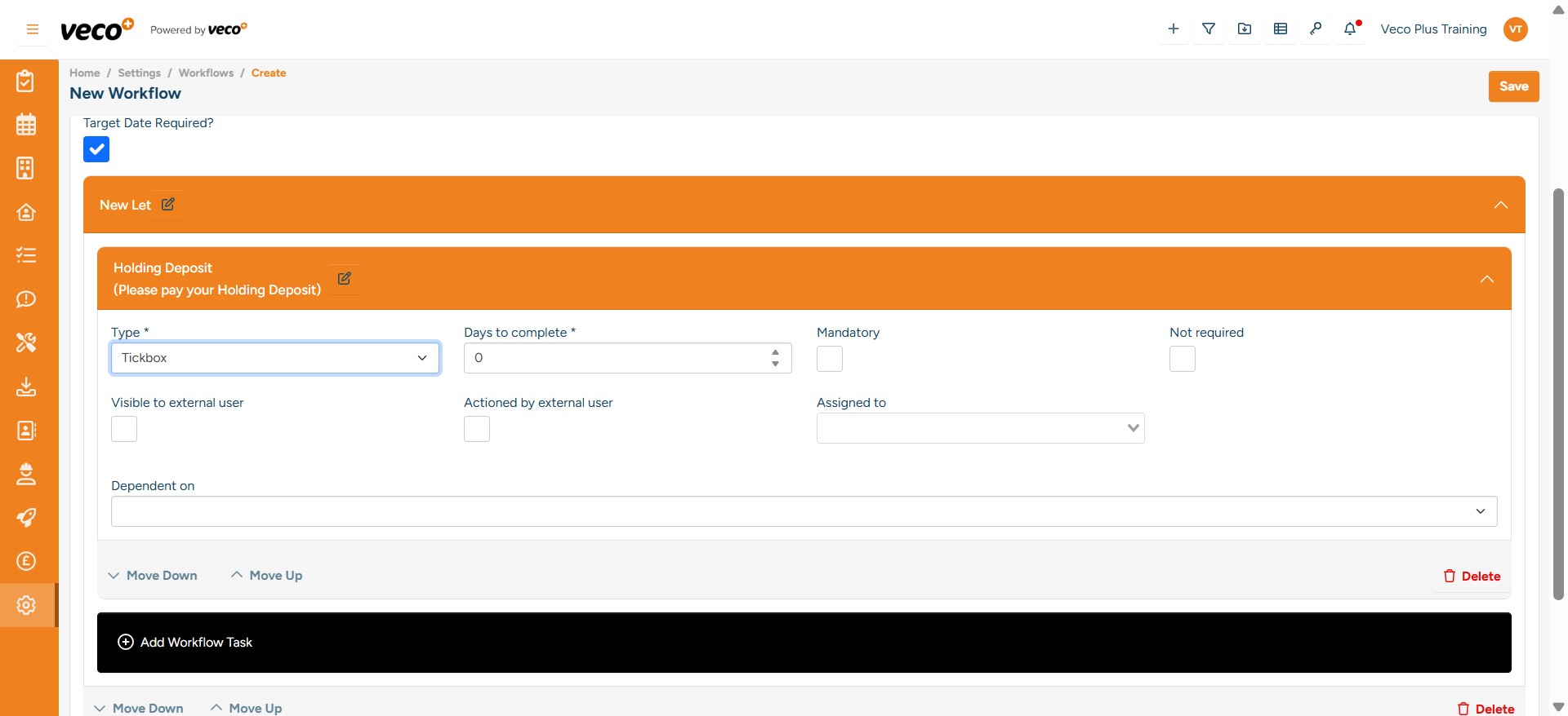 You will need to choose how many days should be given to complete the task. This date will be from the point at which you add the Workflow to an item, such as an Application