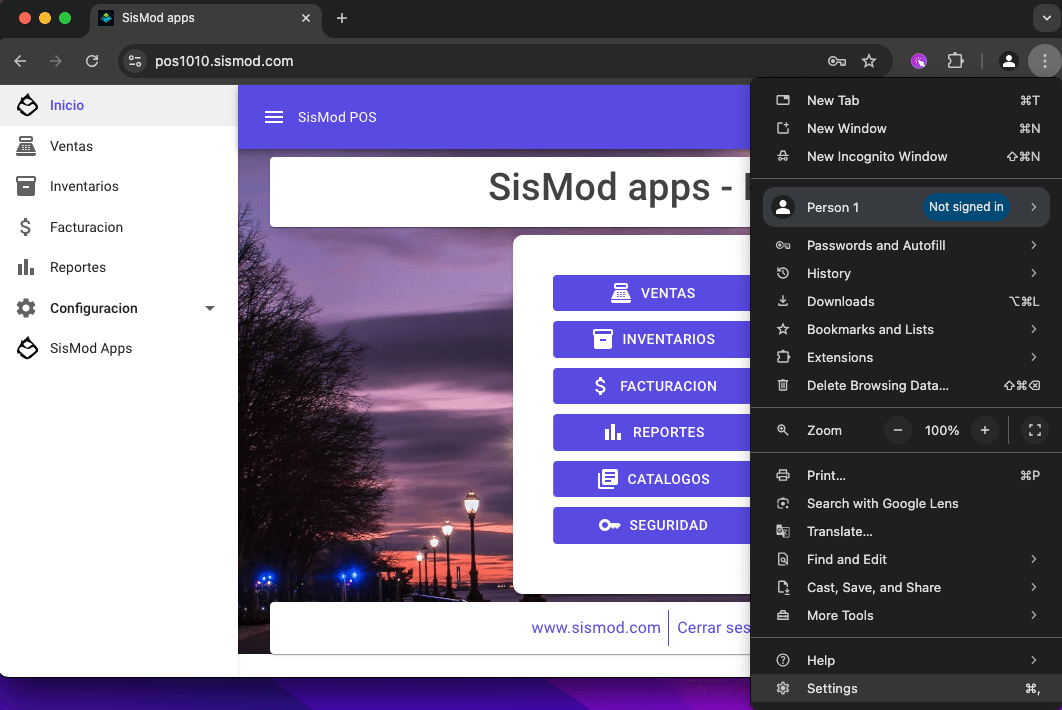 De click sobre la opcion de Settings (Engrane) que esta al final