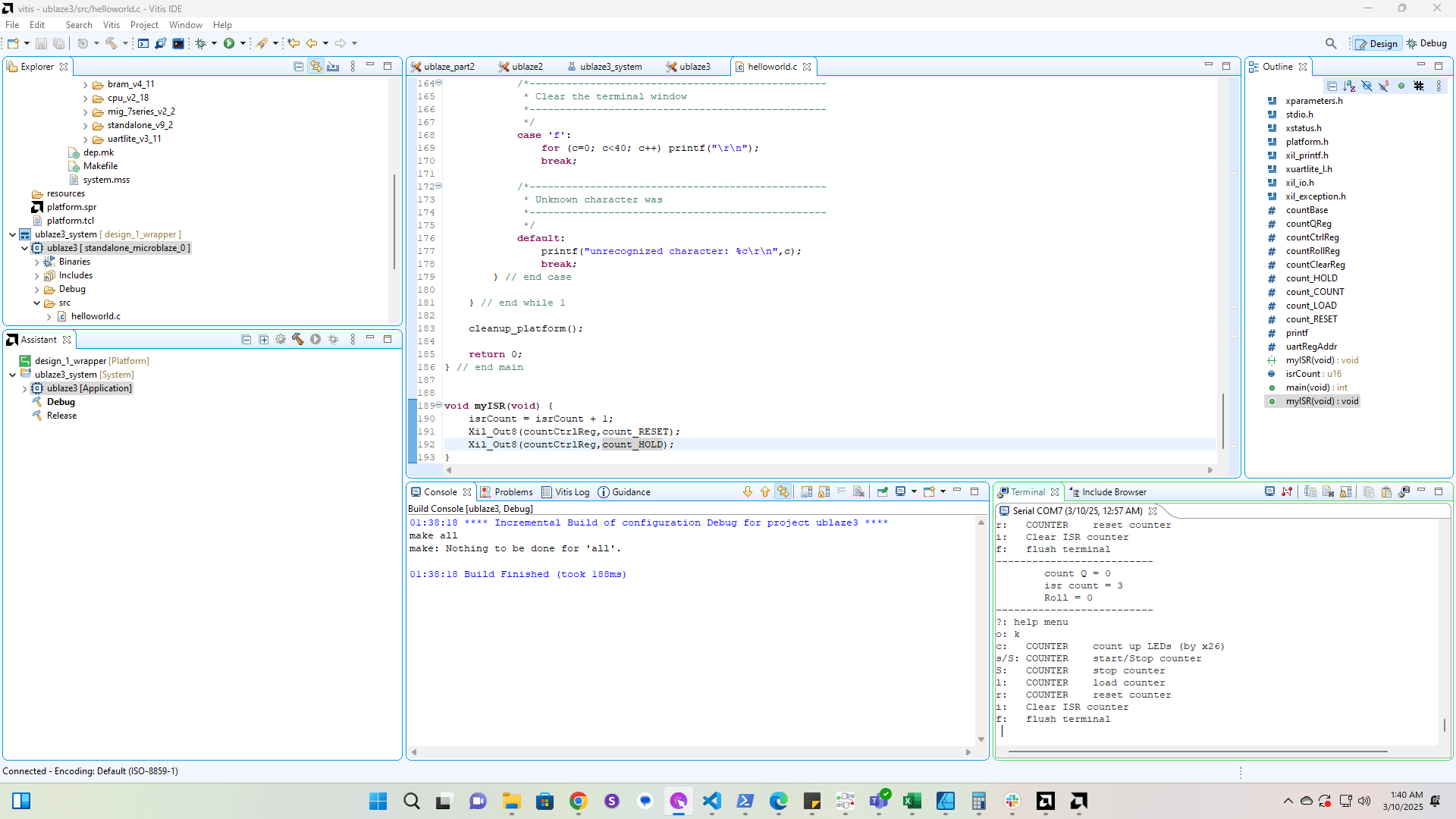 Add these two lines to control the counter