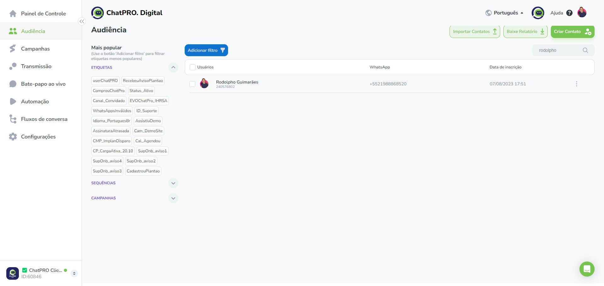 Click on "Adicionar filtro"