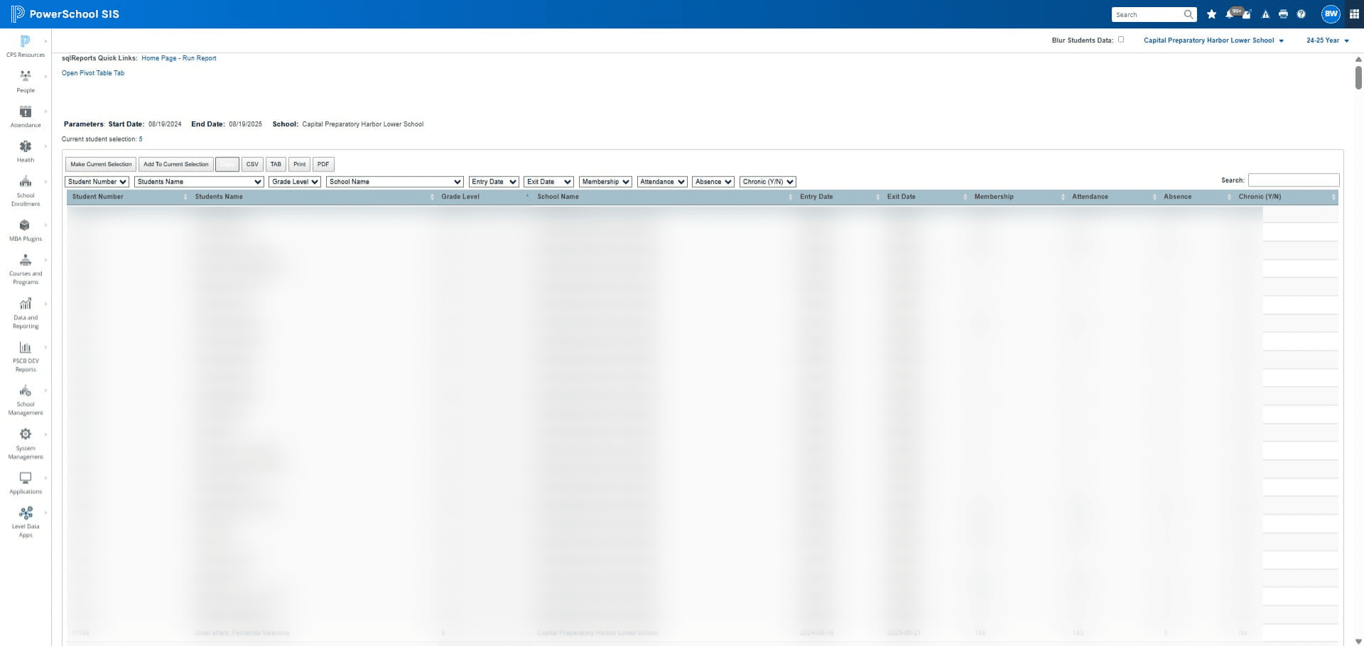 Click "Grade Level" to sort it by GRADE LEVEL then click Status to sort Absences/Tardies