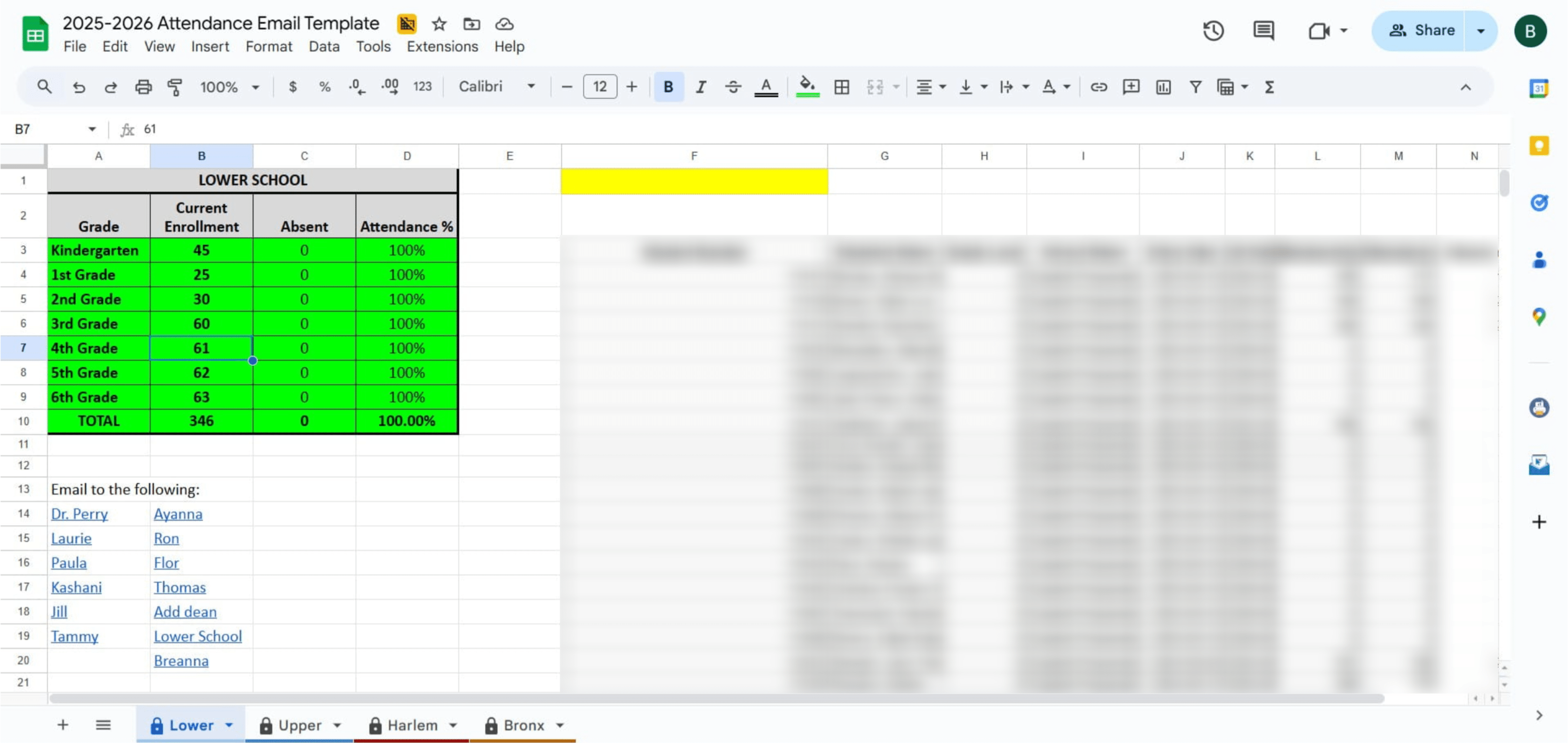 Go back to the Attendance Email Template and note the people you need to email