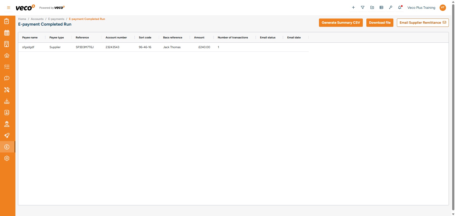 In the upper right corner, you can select 'Email Supplier Remittance' which will send a Remittance to any Suppliers that have been paid in this batch