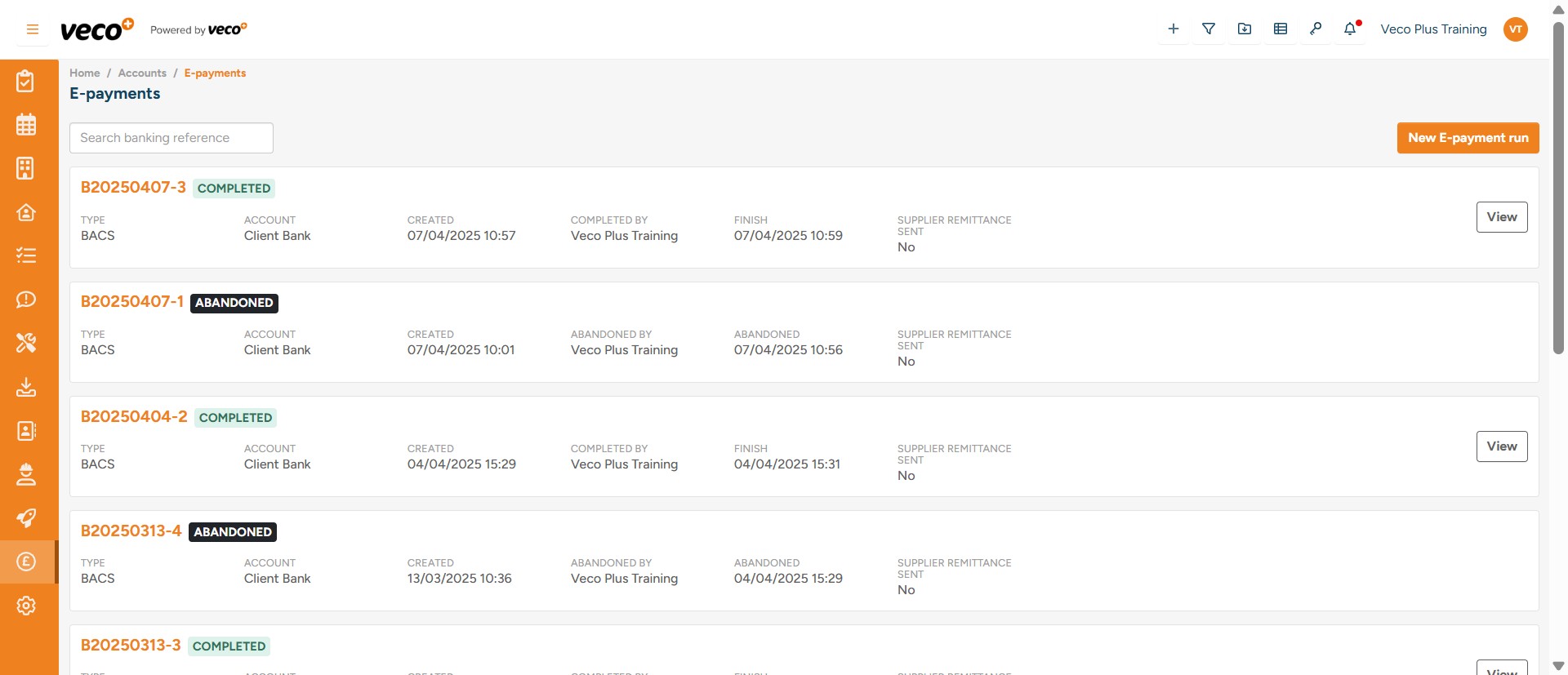 The status will change to 'Completed' once the process is complete