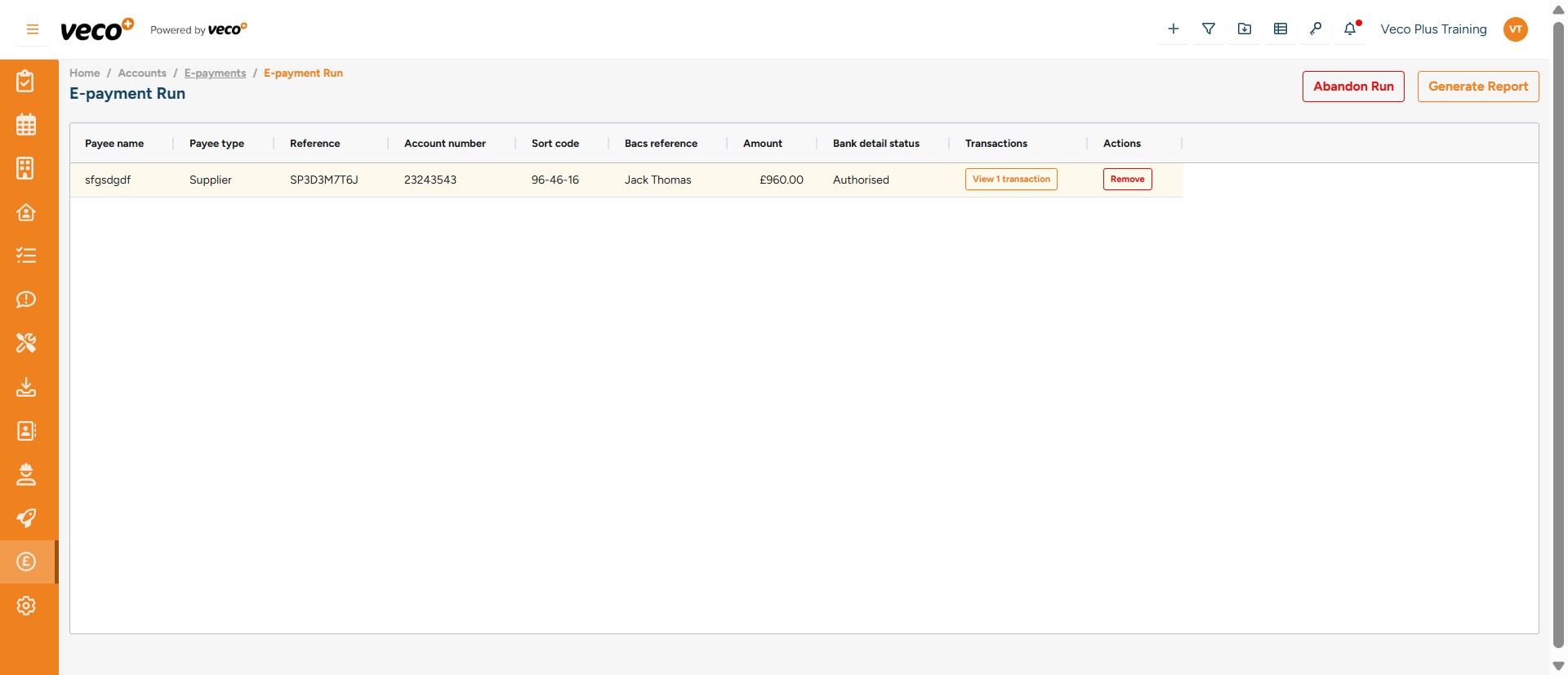 If you do not want to process this batch you can select 'Adandon Run'