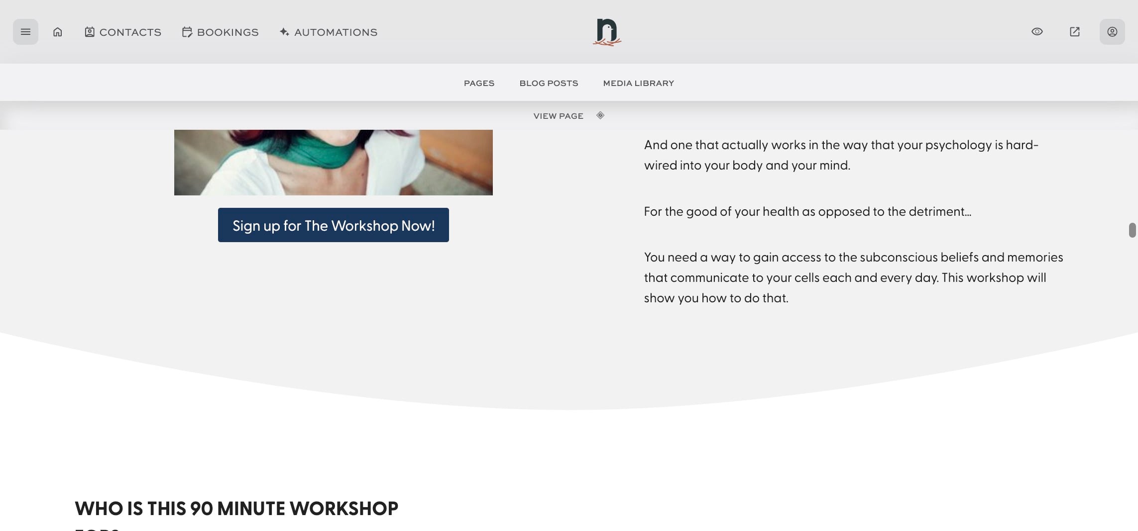 Click on "Sign up for The Workshop Now!"