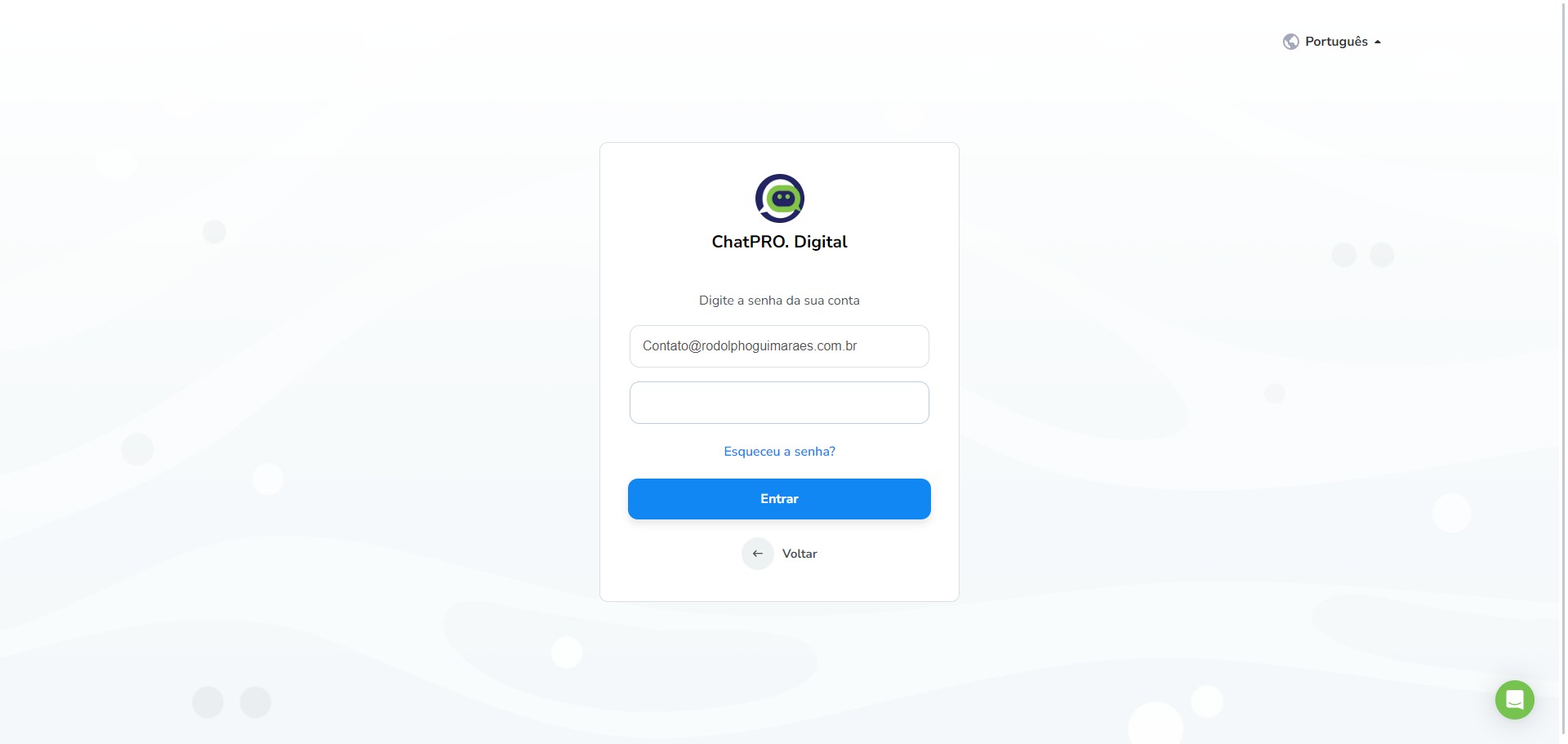 Click on "Digite a senha da sua conta"