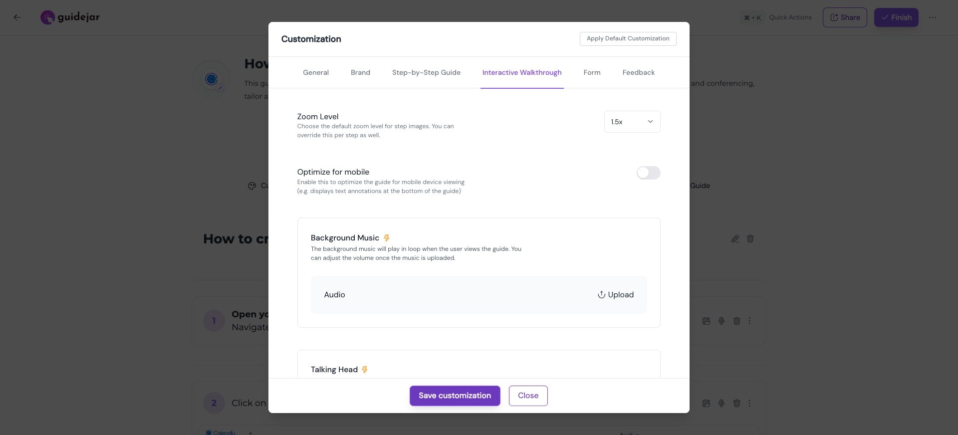 Click on "**Save customization**"