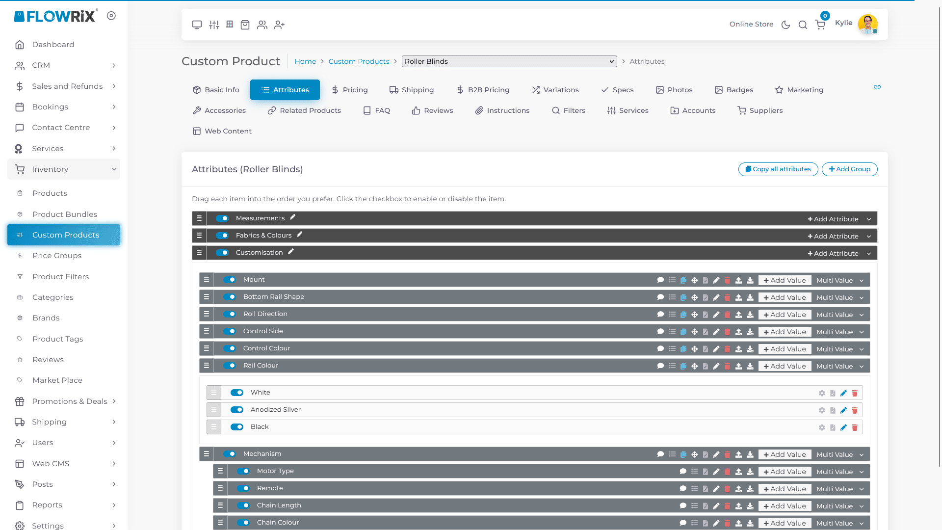 Edit **Rail Colour**