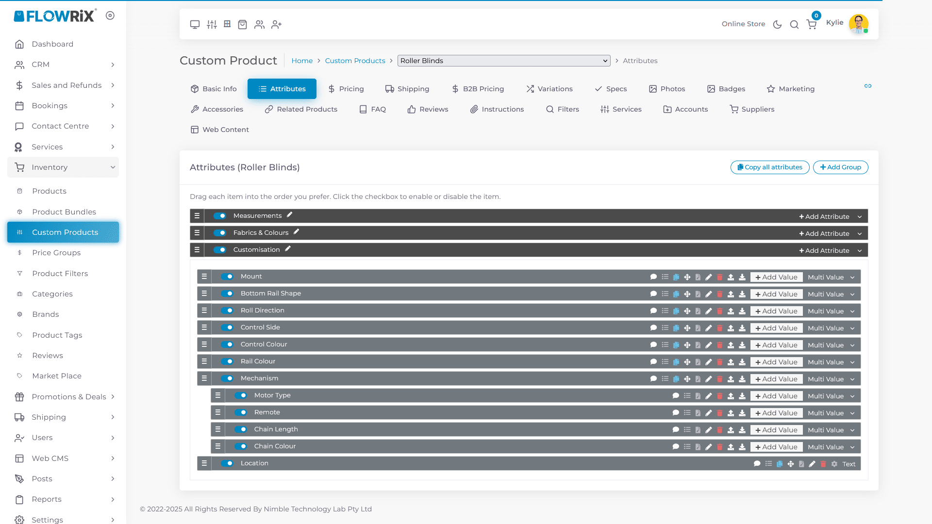 Expand **Customisation Group**