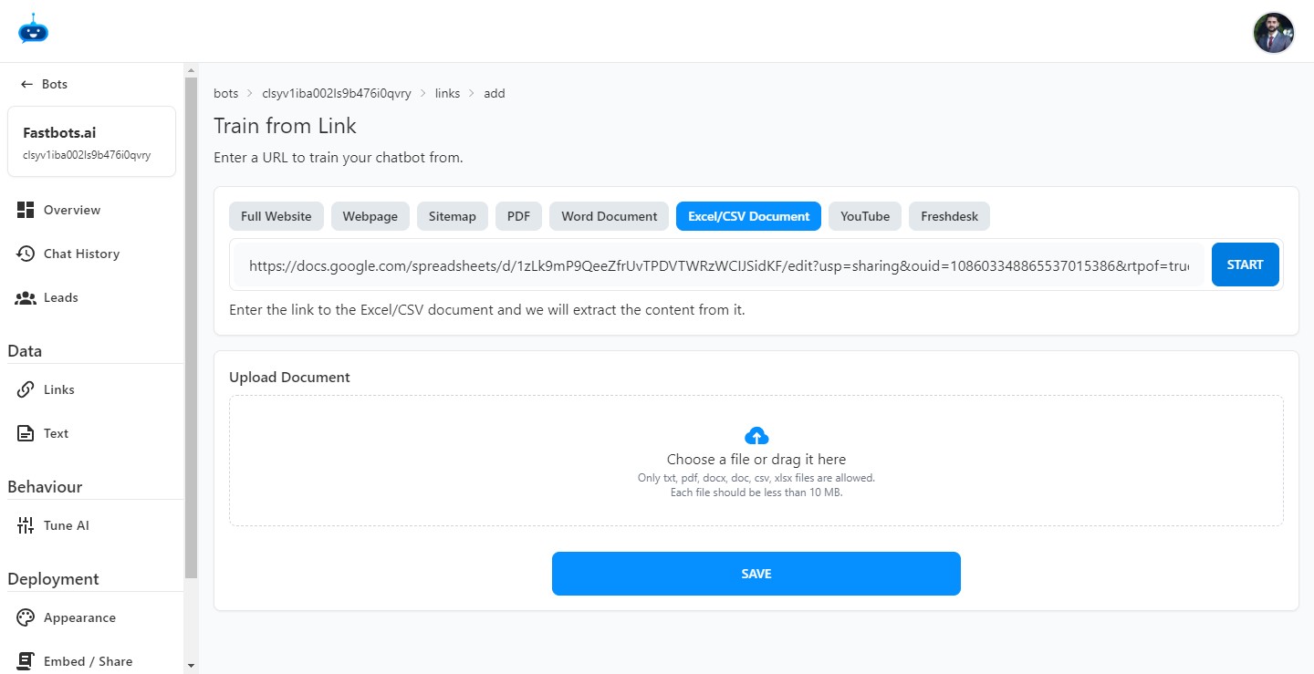 After adding the URL, click on the "Start" button. 