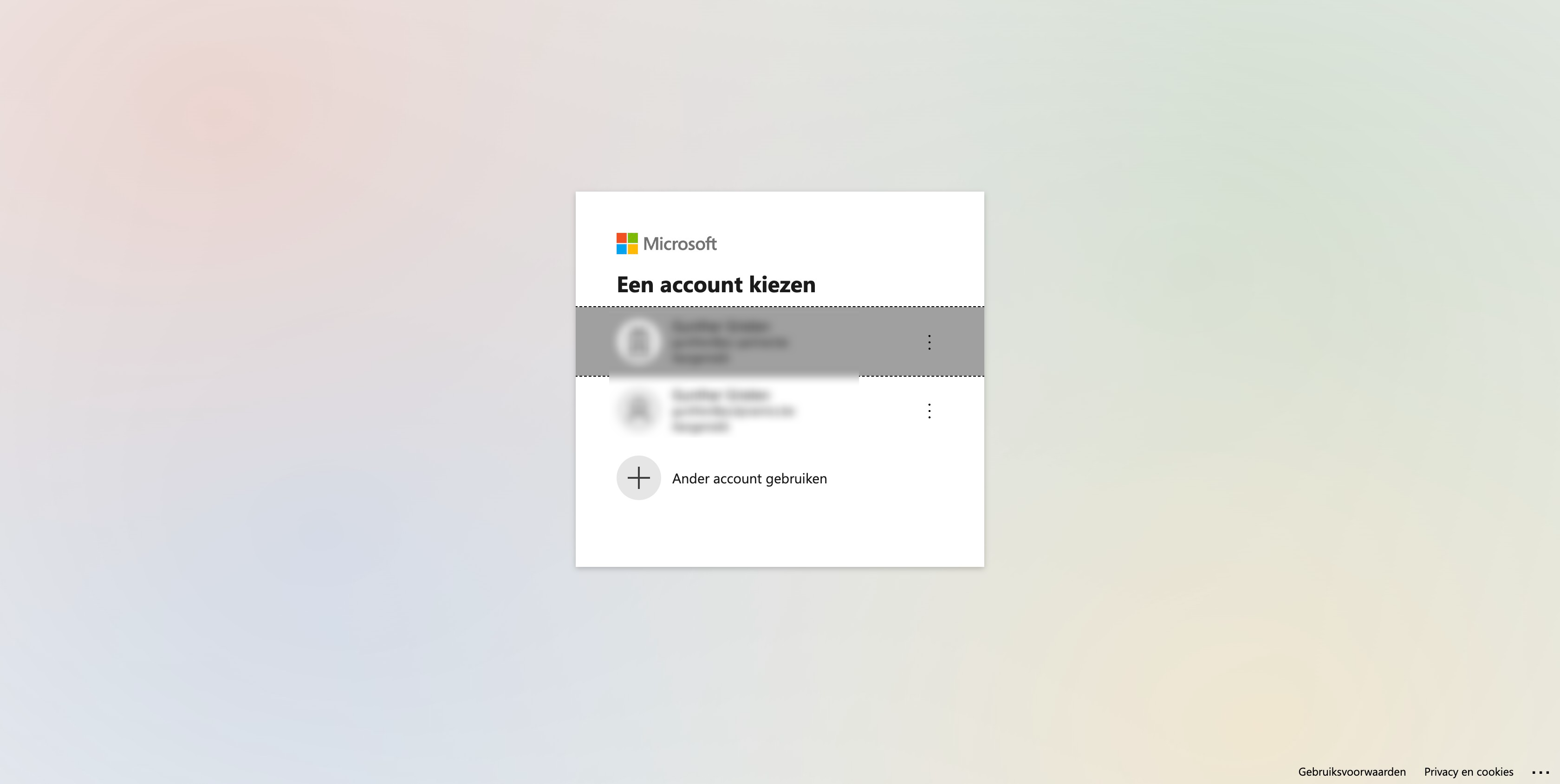 Klik op je Office 365 account of geef je 0ffice 365 gebruikersnaam en wachtwoord in