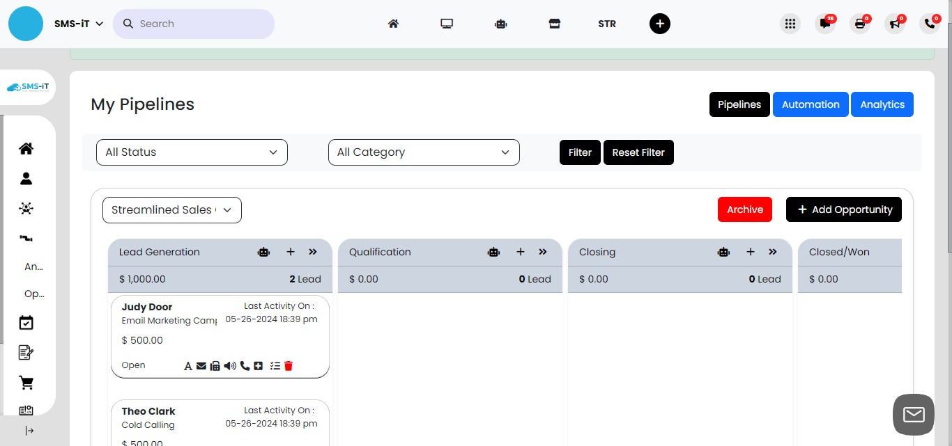 To modify an existing automation, click on the "Automation" icon and locate the automation you want to edit.