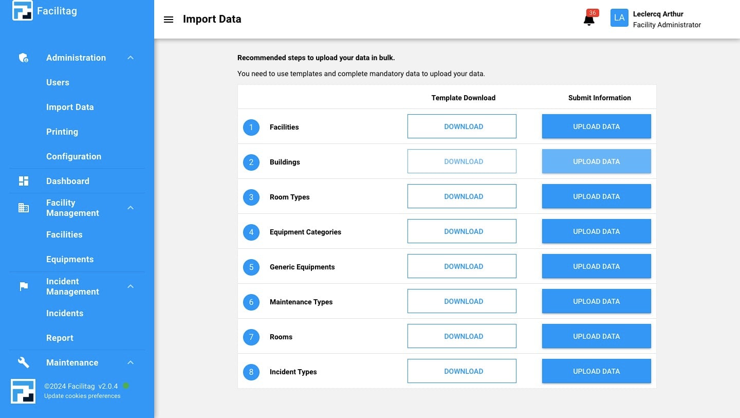 Upload the excel file