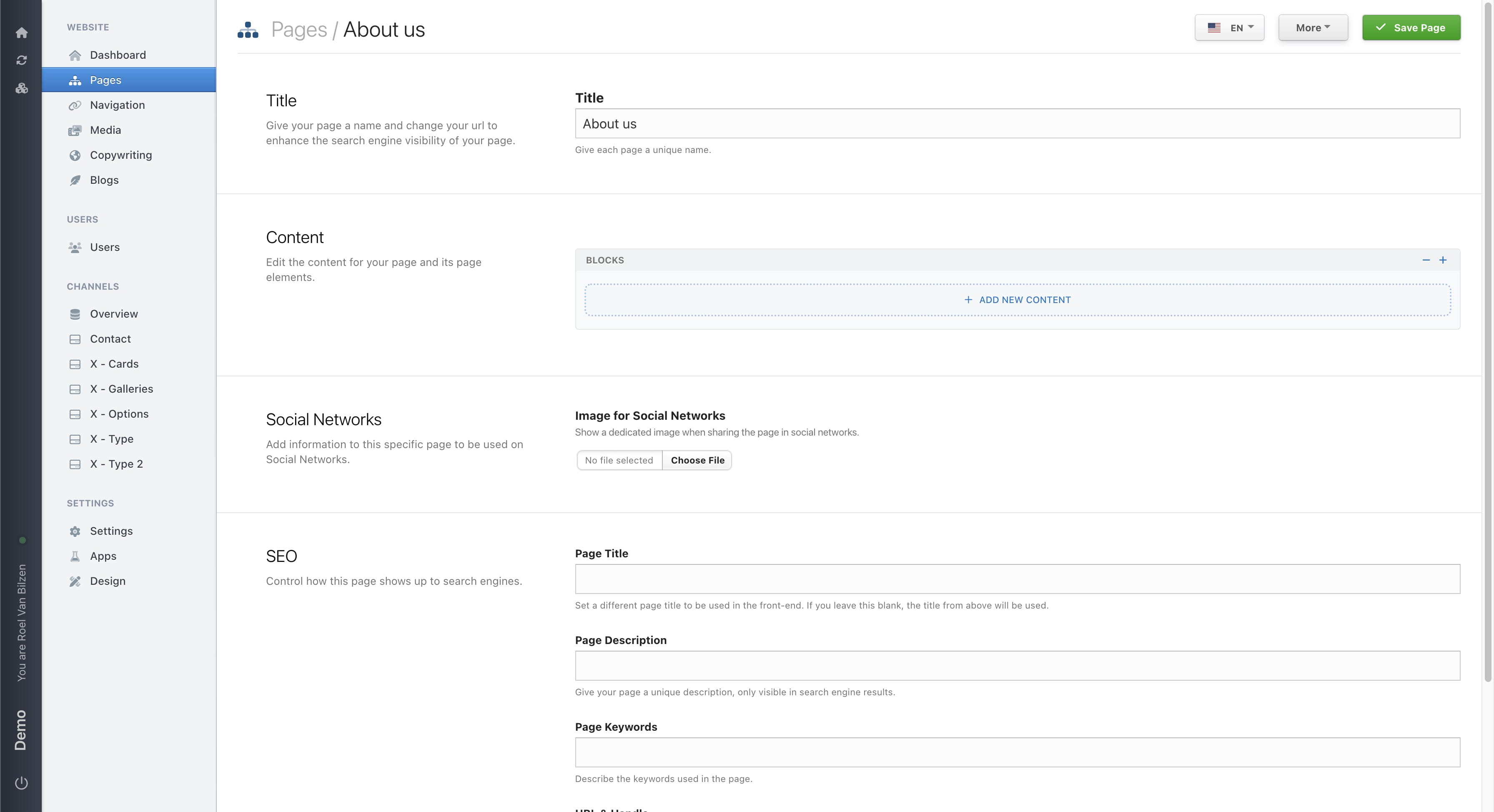Click on "More" for more options for the page.
