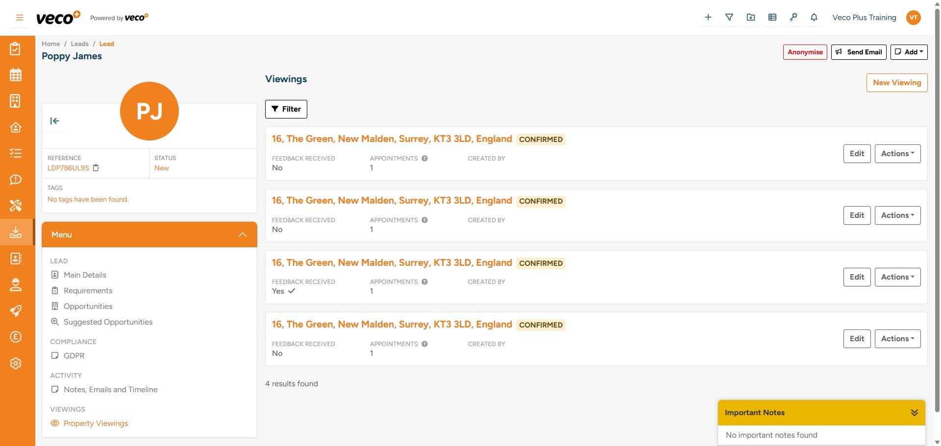 The list will appear as below
