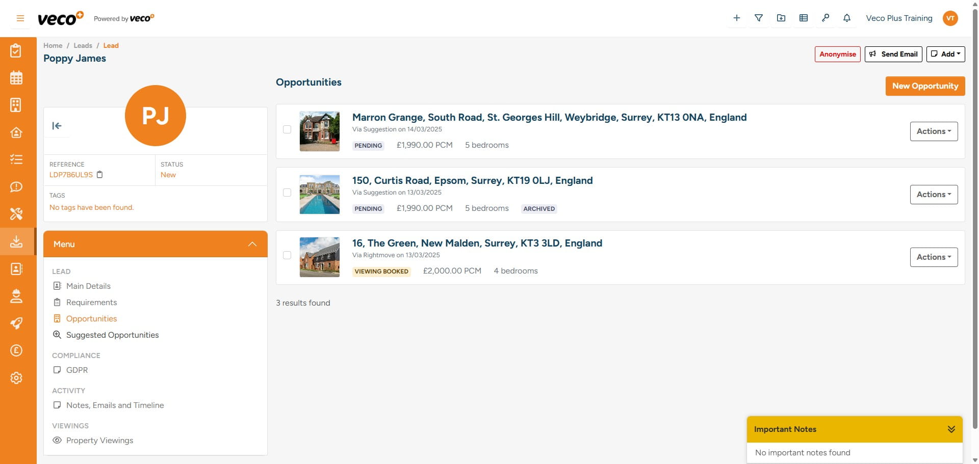 You will also be able to select 'Suggested Opportunities' 