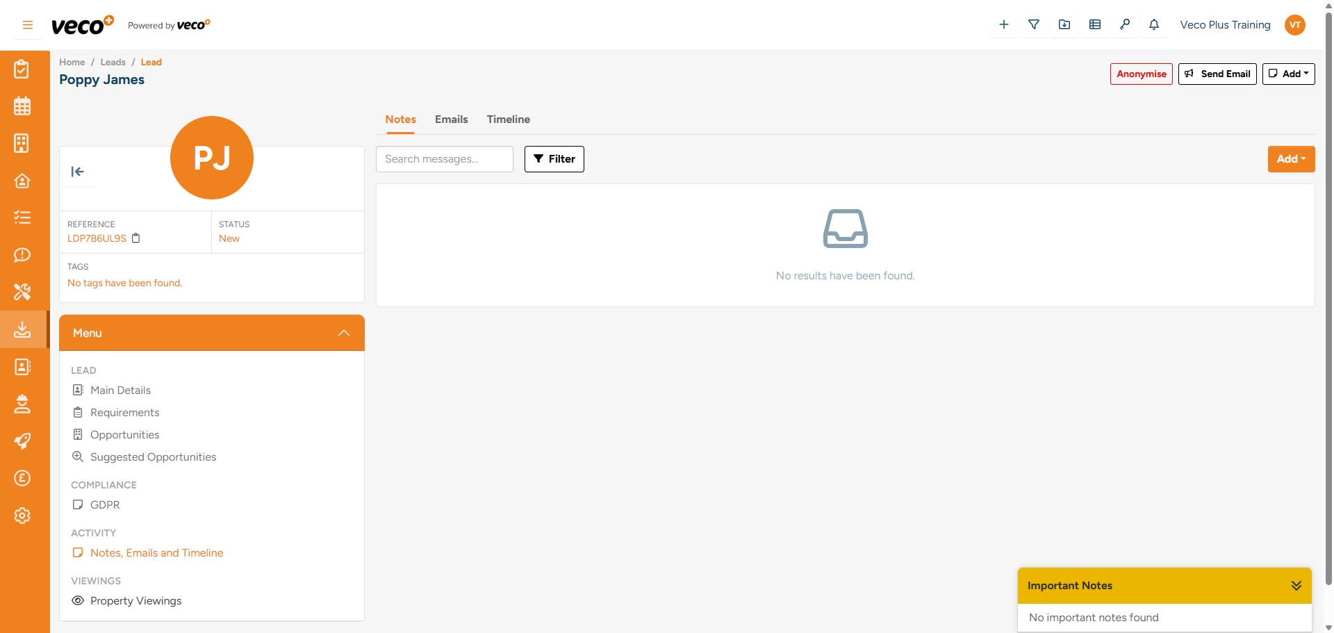 On the same menu, you can view a history of all ‘Viewings’ the Lead has attended by selecting ‘Property Viewings’ 