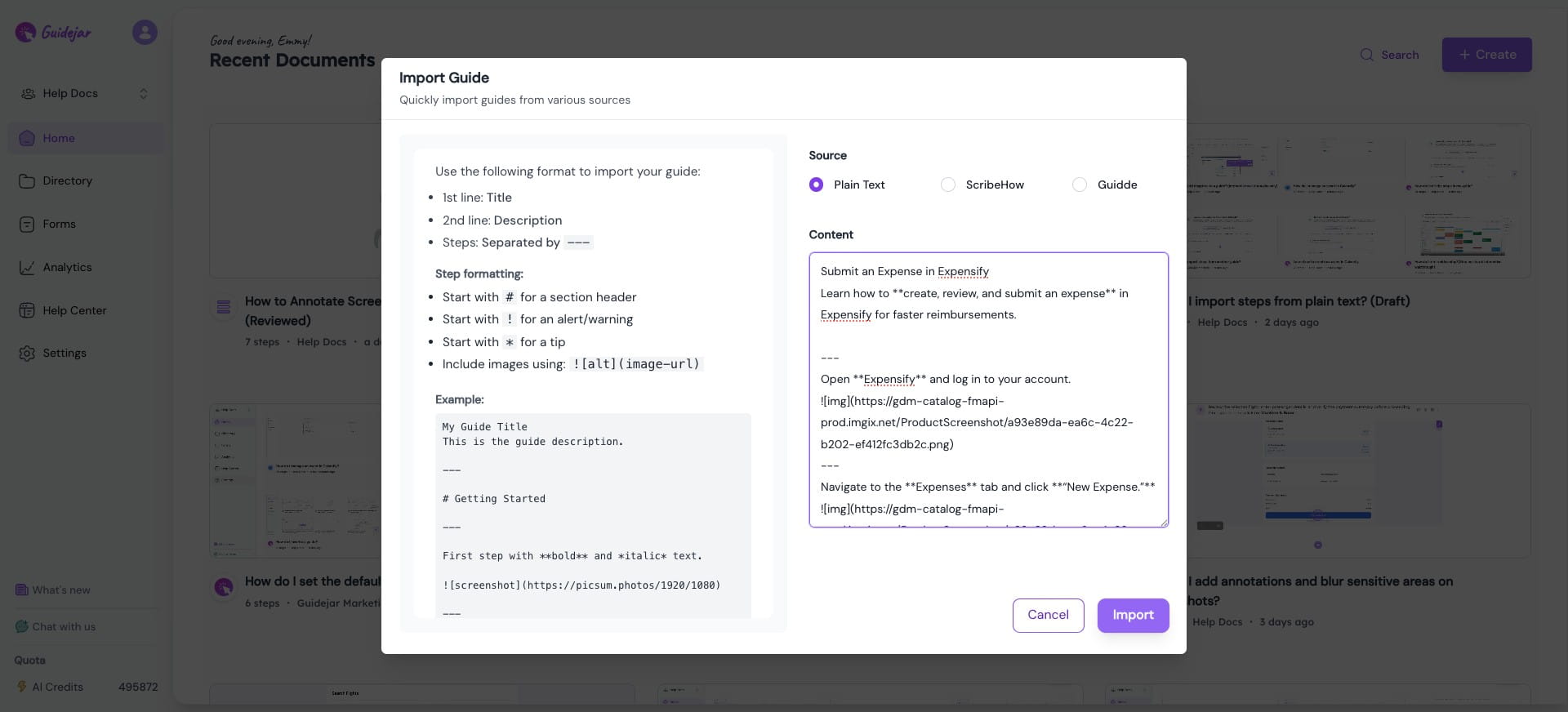 Click on "**Import**"