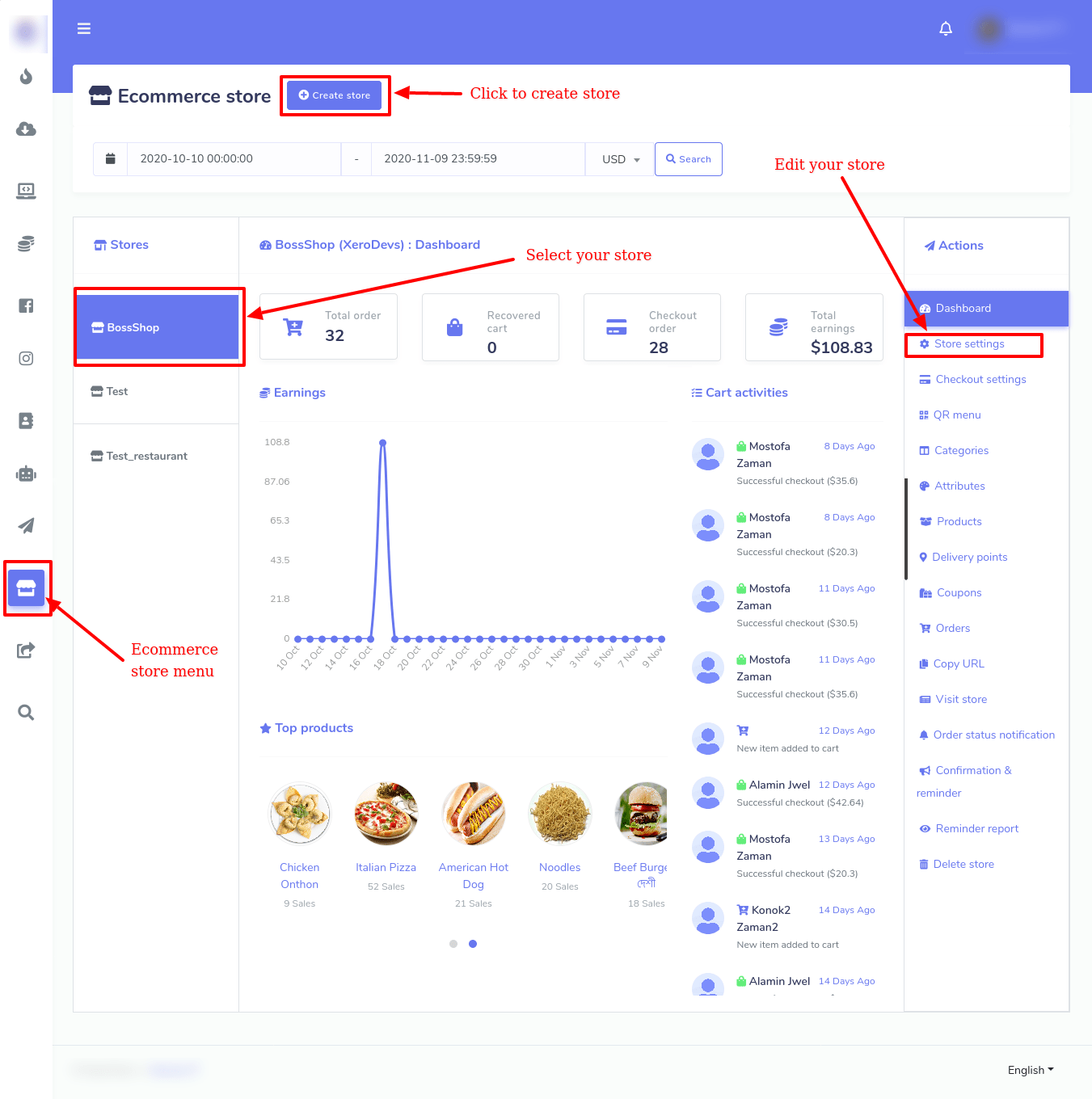 In the form, there is a special box called local that needs a bit of explanation. Just as you click on the box, a drop-down menu of some languages will appear-- you can select any language. Your virtual restaurant will open in the language that you select. For example, if you select English, your virtual restaurant will appear to your customers in English.