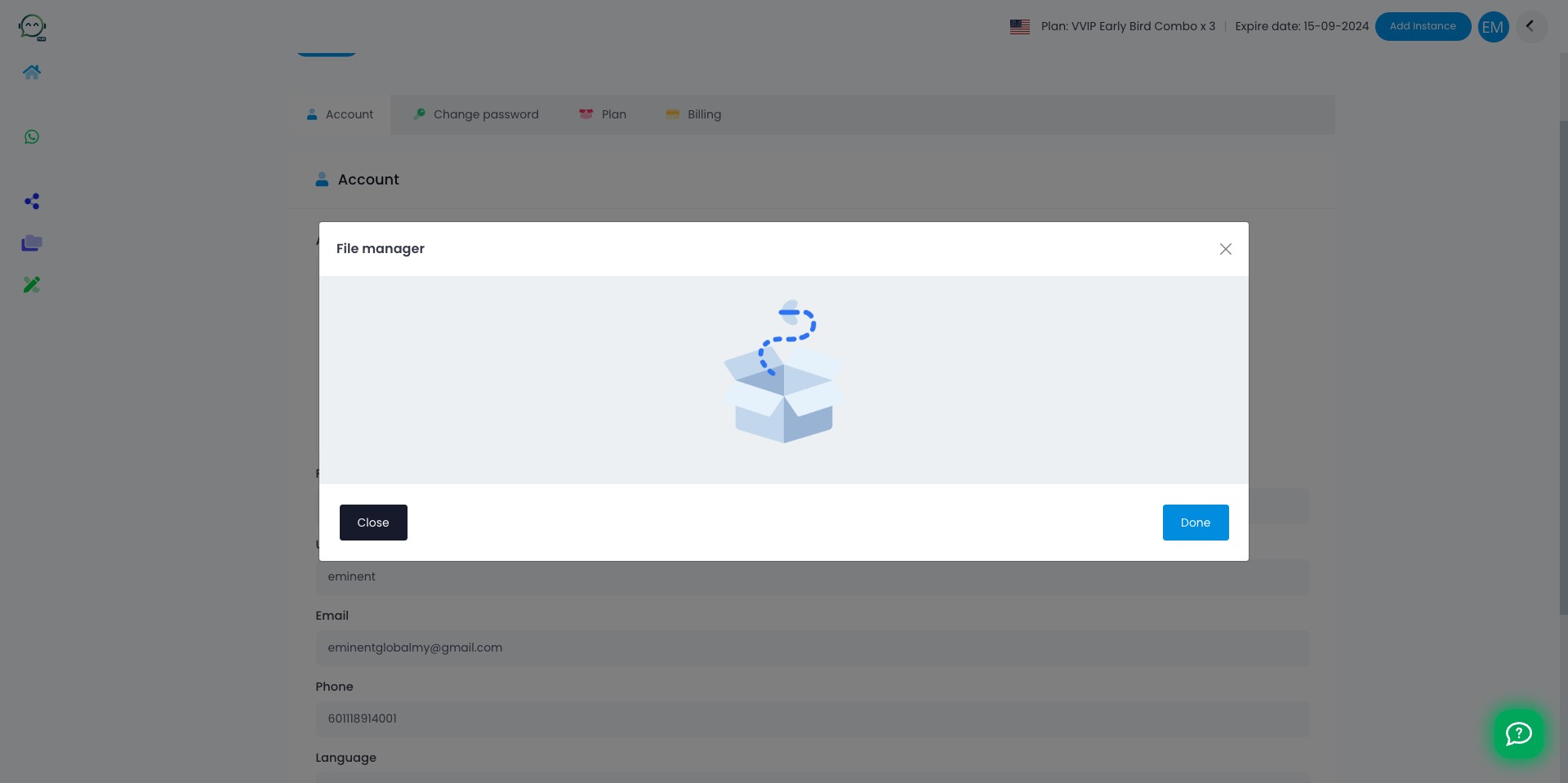 To update profile picture, you have to upload it first in file manager