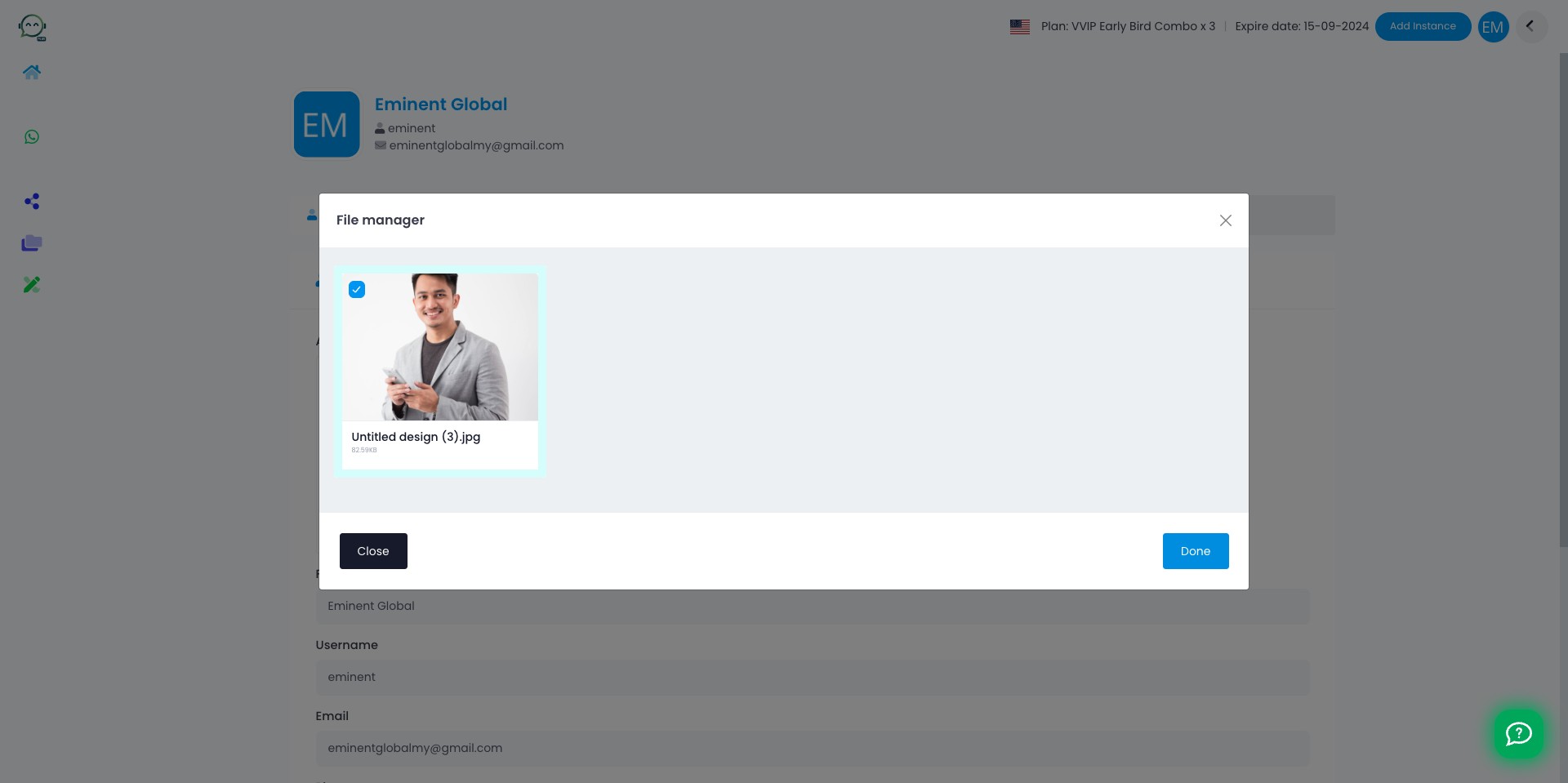Select your picture and click on "Done"