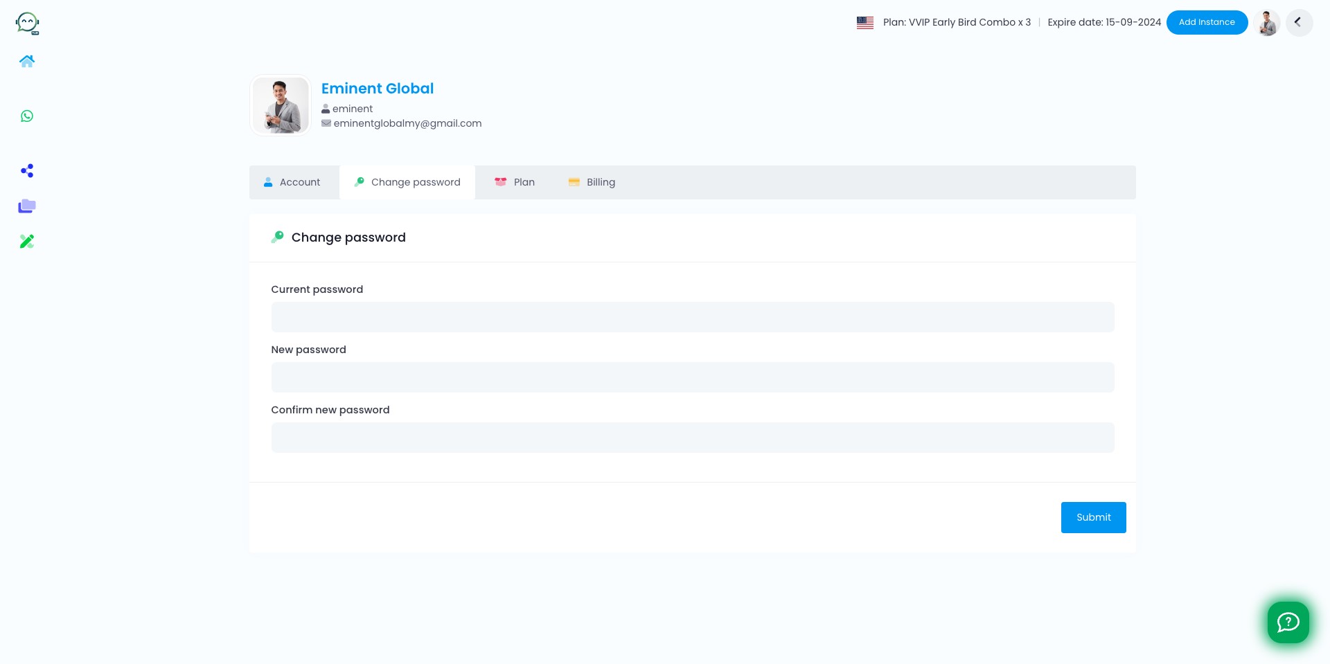 You can change your password here as well and don't forget to click "Submit". Good to go 🚀