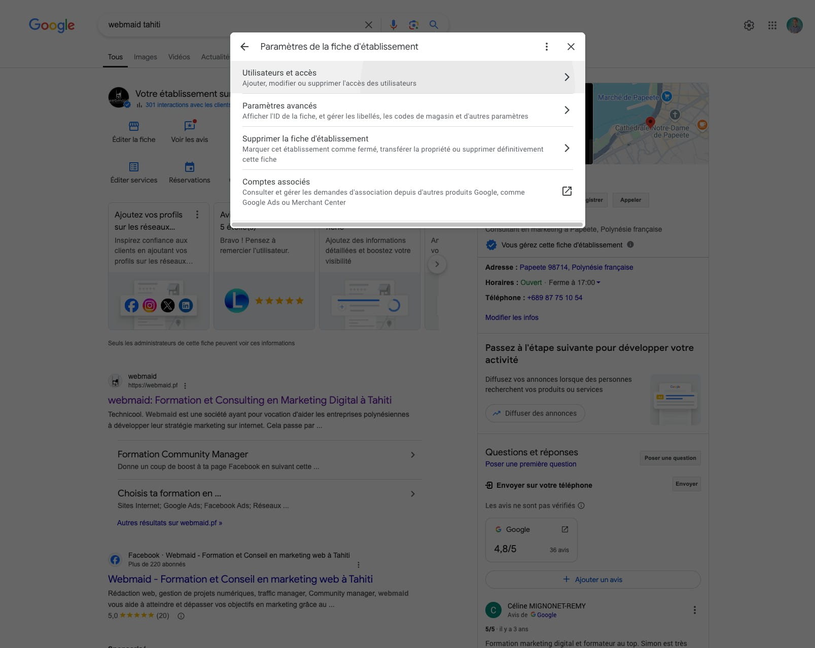 Cliquer sur Utilisateurs et accès