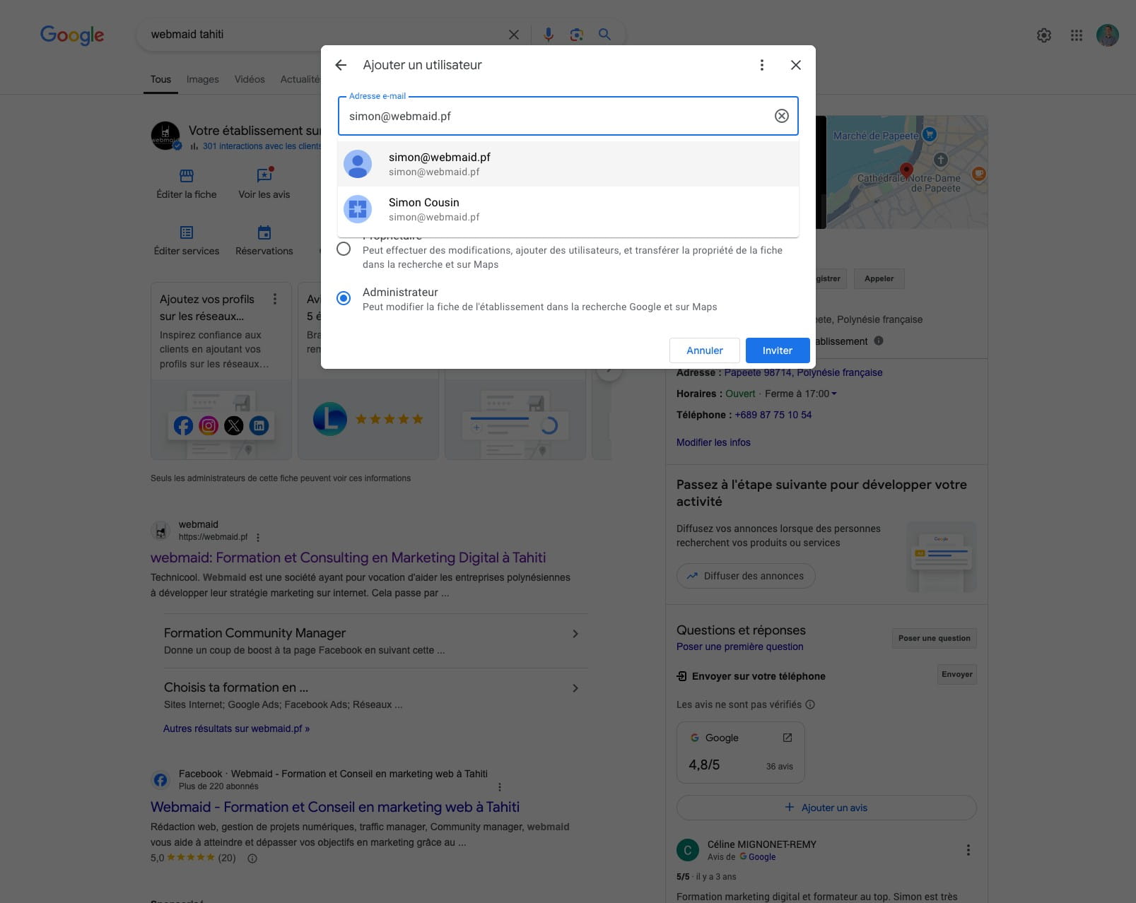 Sélectionner l'adresse email en question. 