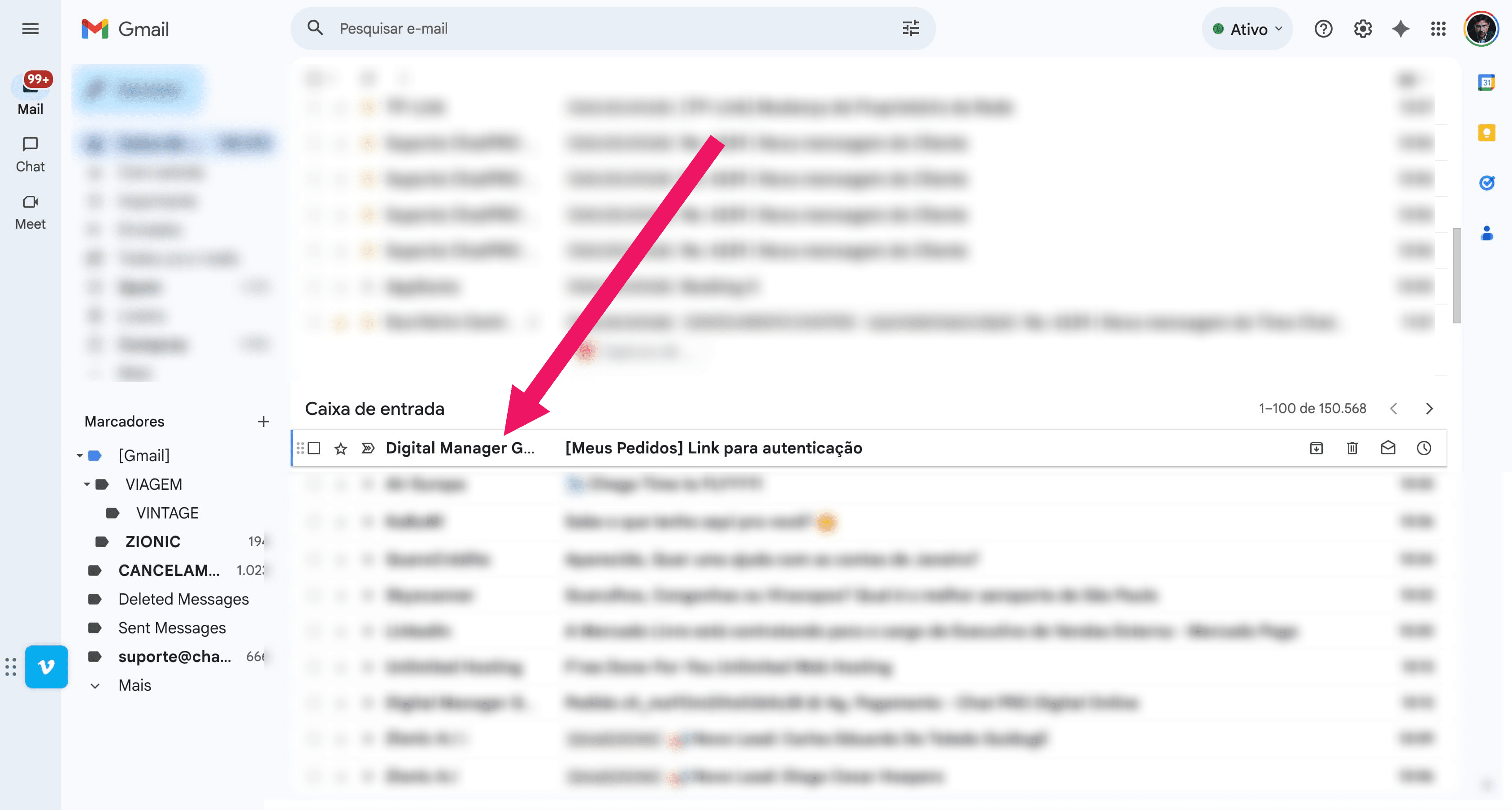 Click on "[Meus Pedidos] Link para autenticação"