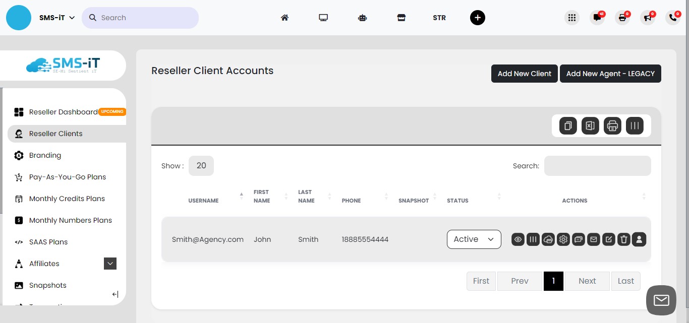 You've successfully created an account for your client. Next steps:

Use the action icons to:
     1. Email login instructions (email, password, and aicpanel.smsit.ai)
     2. Edit or delete the account
     3. Access the client's account if issues arise
        a. Guide the client through the login process
        b. Assist with any initial setup or questions