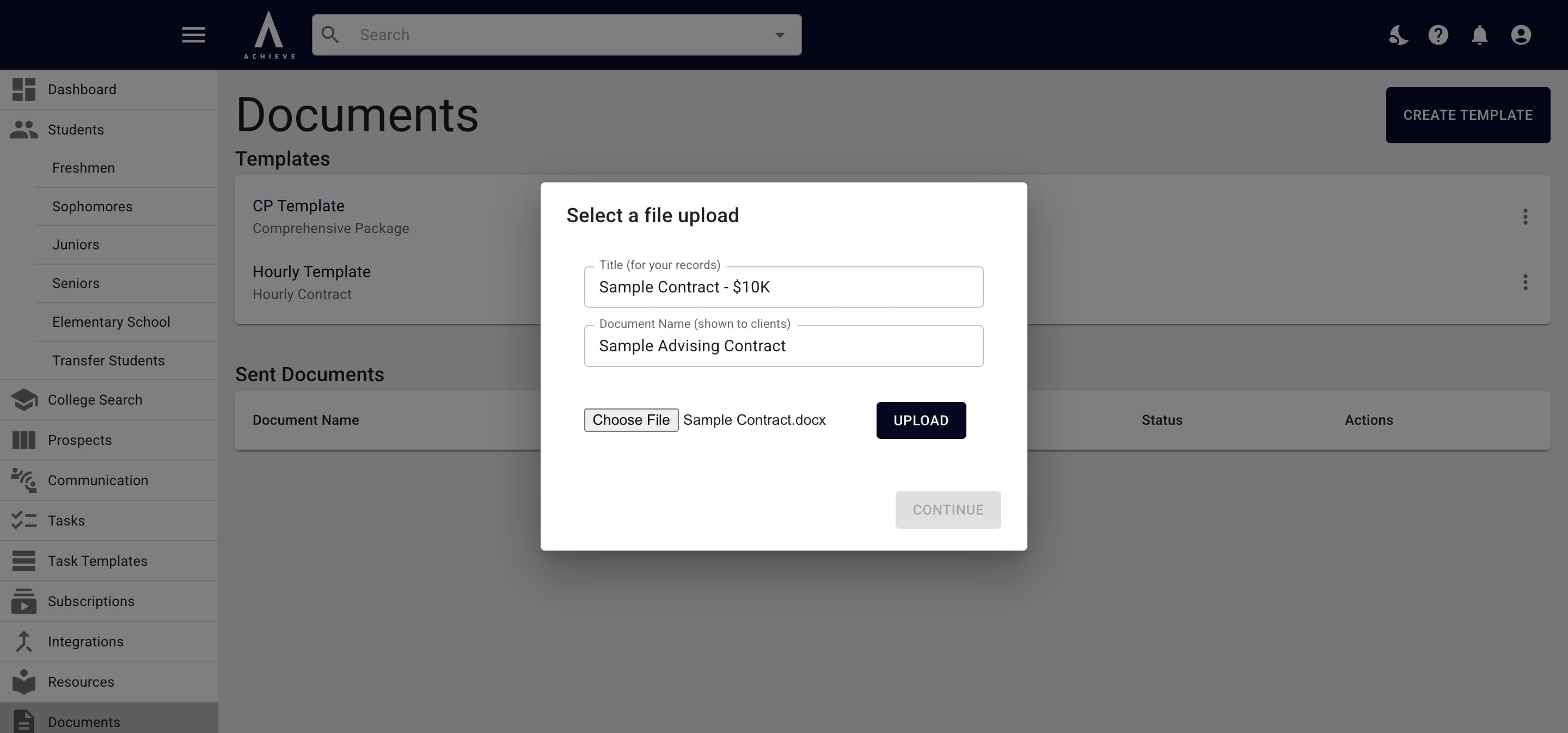 Once you've uploaded the file, click **Upload.** 