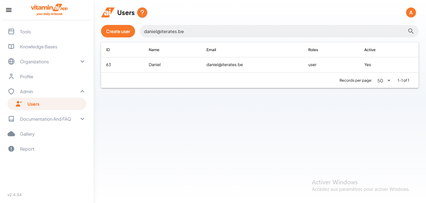 To edit a user's name, simply click on it to open the edit modal