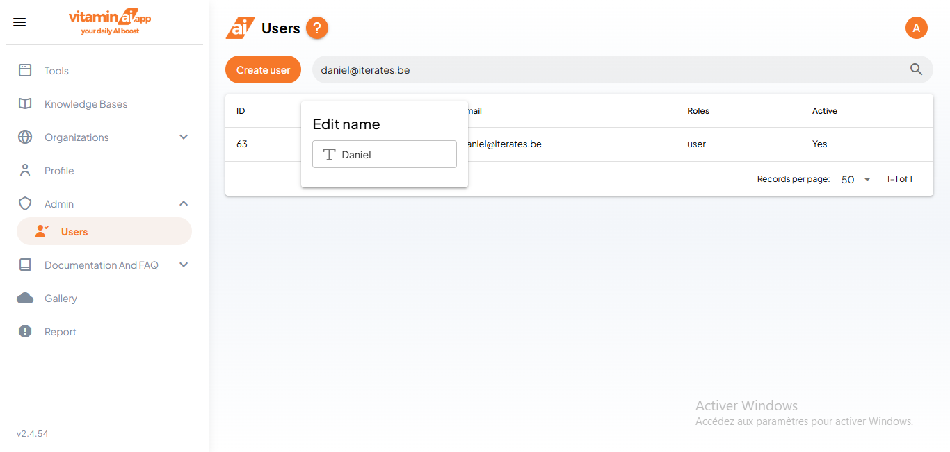 And rename the user. When you exit the modal, the changes will be saved automatically.